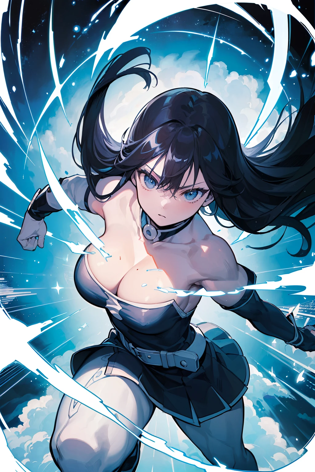 (((top-quality)))、(((ultra-detailliert)))、(((masterpiece)))、(((comics)))、a closeup、Superhero、action、Dynamic、Pow、Strong hit、Black and white Ra Twenty-two bridges Sixty-six crown belts Footprints, distant thunder, pinnacles, kaiji, nightbush, sea of clouds, blue formations Full of thick circles and drown the heavens