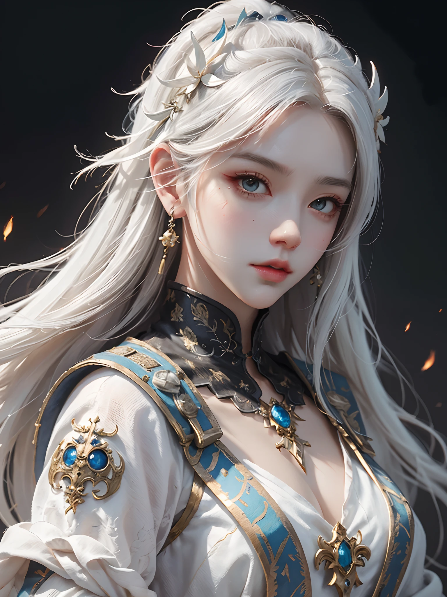 a close up of a woman with white hair and a white mask, beautiful character painting, guweiz, artwork in the style of guweiz, white haired deity, by Yang J, epic exquisite character art, stunning character art, by Fan Qi, by Wuzhun Shifan, guweiz on pixiv artstation