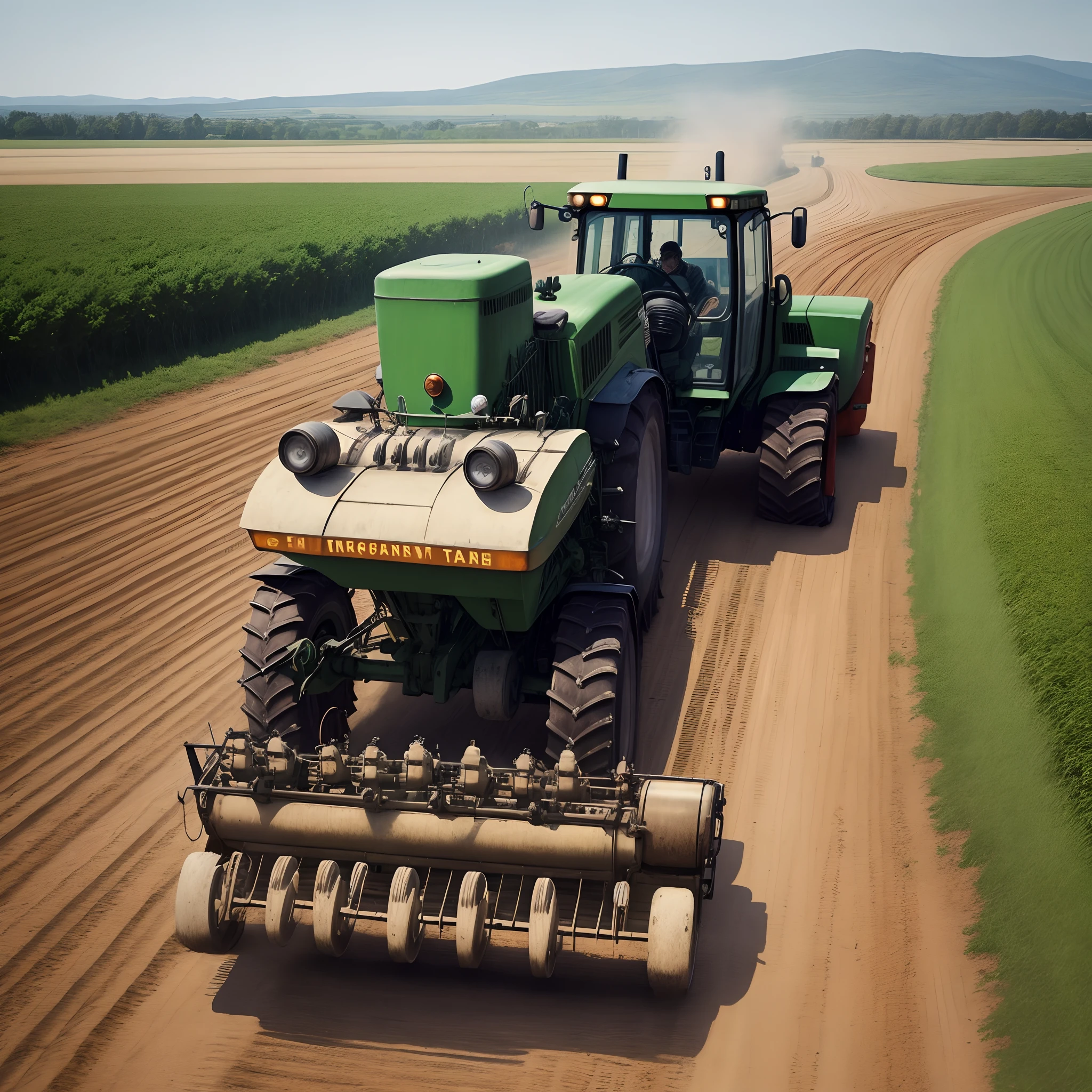 tractor,Five people,flurry,country