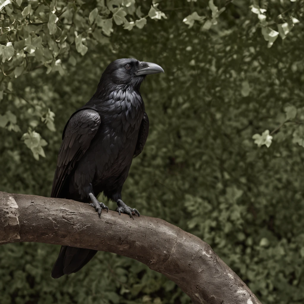 The crow: A black crow, with brilliant plumage, with piercing eyes and an air of mystery as he perches on a pile of skulls.
The Skulls: Several human skulls, arranged in a natural and artistic way around the crow. They may vary in size and state of preservation, some with traces of earth or moss.
lighting: soft lighting, perhaps coming from diffused light or a beam of light filtering through shadowy trees. This creates interesting shadows and highlights the details of the skulls and the crow..
enviroment: A dark and desolate environment, perhaps a dense forest setting or an abandoned cemetery, adding an air of desolation and mystery to the scene.
atmosphere: A light fog or mist around the skulls can intensify the sense of mystery and intrigue, while the raven adds an element of life and movement contrasting with the death represented by the skulls.
composition: The scene can be composed to create an interesting visual balance between the crow, the skulls and the surrounding environment, perhaps with a viewing angle that highlights the contrast between the black bird and the white skulls.
Additional Detail: Small details like dry leaves, Sticks or other forms of dead flora can be added around the skulls to enrich the macabre atmosphere of the image..