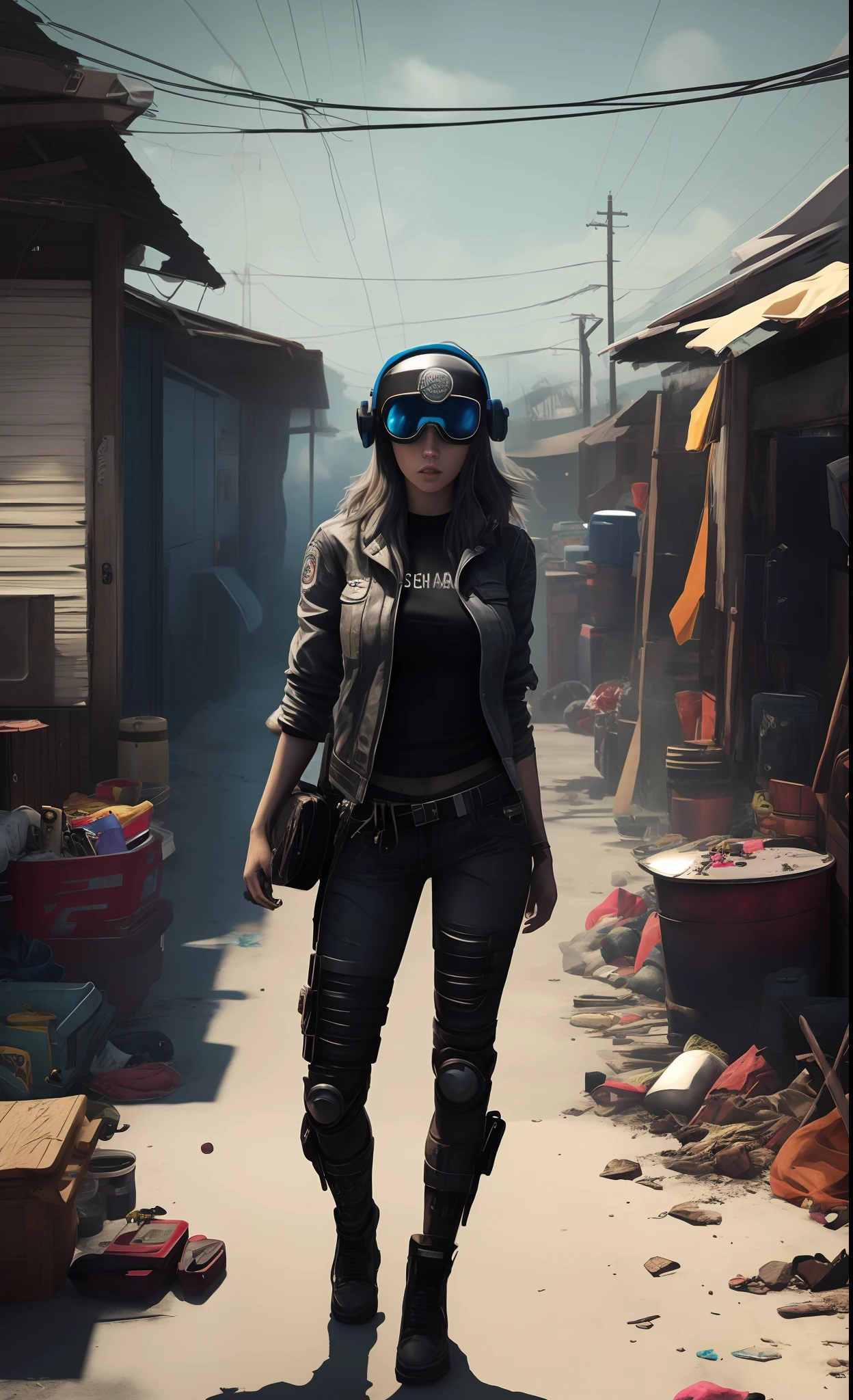 Dark and gloomy full-body 8K drive rendering, ciborgue adolescente feminino, cabelo azul, vestindo armadura de batalha quebrada, in cluttered and messy shack, action shot, camisa rasgada esfarrapada, pele rachada de porcelana, poros da pele, detailed intricate iris, very dark lighting, sombras pesadas, rosto detalhado e detalhado, ((Vibrando, Foto realista, realista, Dramatic, Escuro, foco nítido, 8k)), ::style futurista cyberpunk, Estilo realista, ::n_style pintura digital, deformed parts, rosto deformado, ((rosto feio)), ((deformed hands)),
