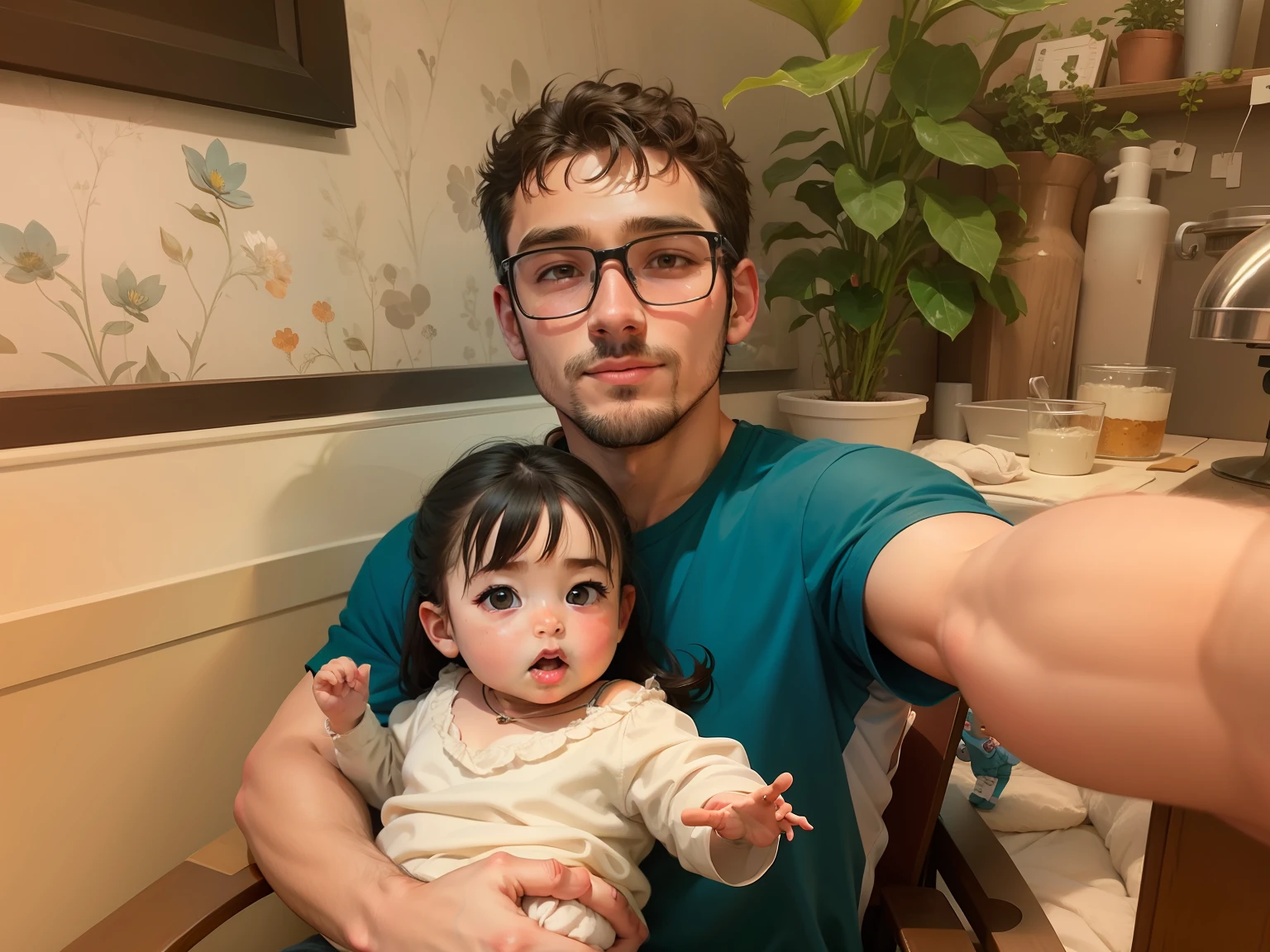 the young dad with girl