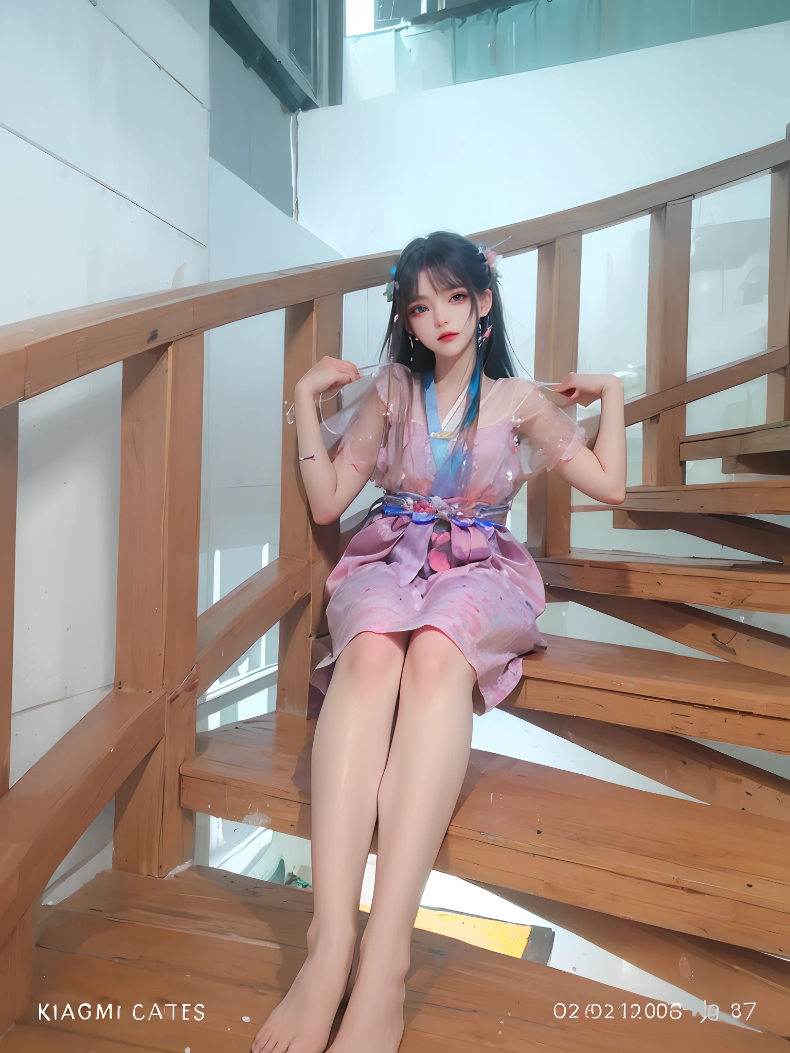 (Pink fashion T-Camisa,:1.9),(Colorful hair:1.8),(Rainbow all colors:1.8),((((Vertical painting:1.6))),(painterly:1.6),front side,comic,illustration,painterly,with big eyes,Crystal clear,(Iridescent gradient high ponytail:1.7),elaborate makeup,closed Mouth,(Small fresh:1.5),long lashes,White shoulder T- Camisa,, White Shoulder Shirt,looking at the viewers,watery big eyes,(rainbow color Hair:1.6), Color Splash, (solo:1.8), Color Splash, Color explosion, Color Splash, Color explosion, Thick lacquer style,Messy lines,((Shiny,)) ,(colorful,,), Thick Paint Style, (Splash) (Color Splash), Vertical Painting, upper body, Paint Splash, Acrylic Pigment, Gradient, Paint, Highest Image Quality, the highest picture quality, Masterpiece, Solo, depth offield, Face Paint, colorful clothes, (elegence: 1.2), Ornate, long haired, aeolian, (elegence: 1.3), (petaled: 1.4),(((master masterpiece))),(((the best quality t))),((ultra Detailed)),(illustartion),(Dynamic Angle),((floating)),(painti),((Loose hair)),(solo),(1girl) , (( (Detailed anima face))),((Beautiful detailed face)),collars,Shoulders exposed,White Hair,((colourfel hair)),((streaked hair)),Beautiful detailed eyes,(Gradient eyes),(( (color eyes))),(((colorfully background))),(((high satur))),(((Surrounded by colorful splashes))),(Hanfu)