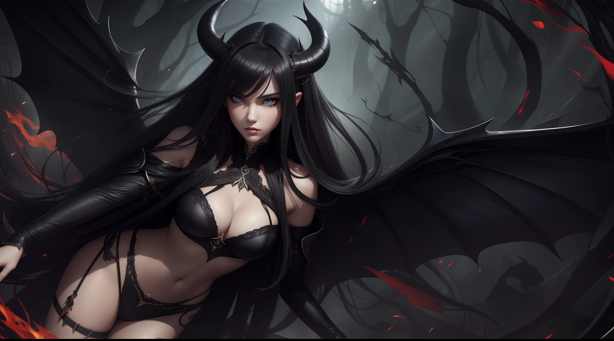 succubi,femele,whaite hair,black-clad,Beautiful face,Beautiful eyes,Black eyes,teens girl,Full body like