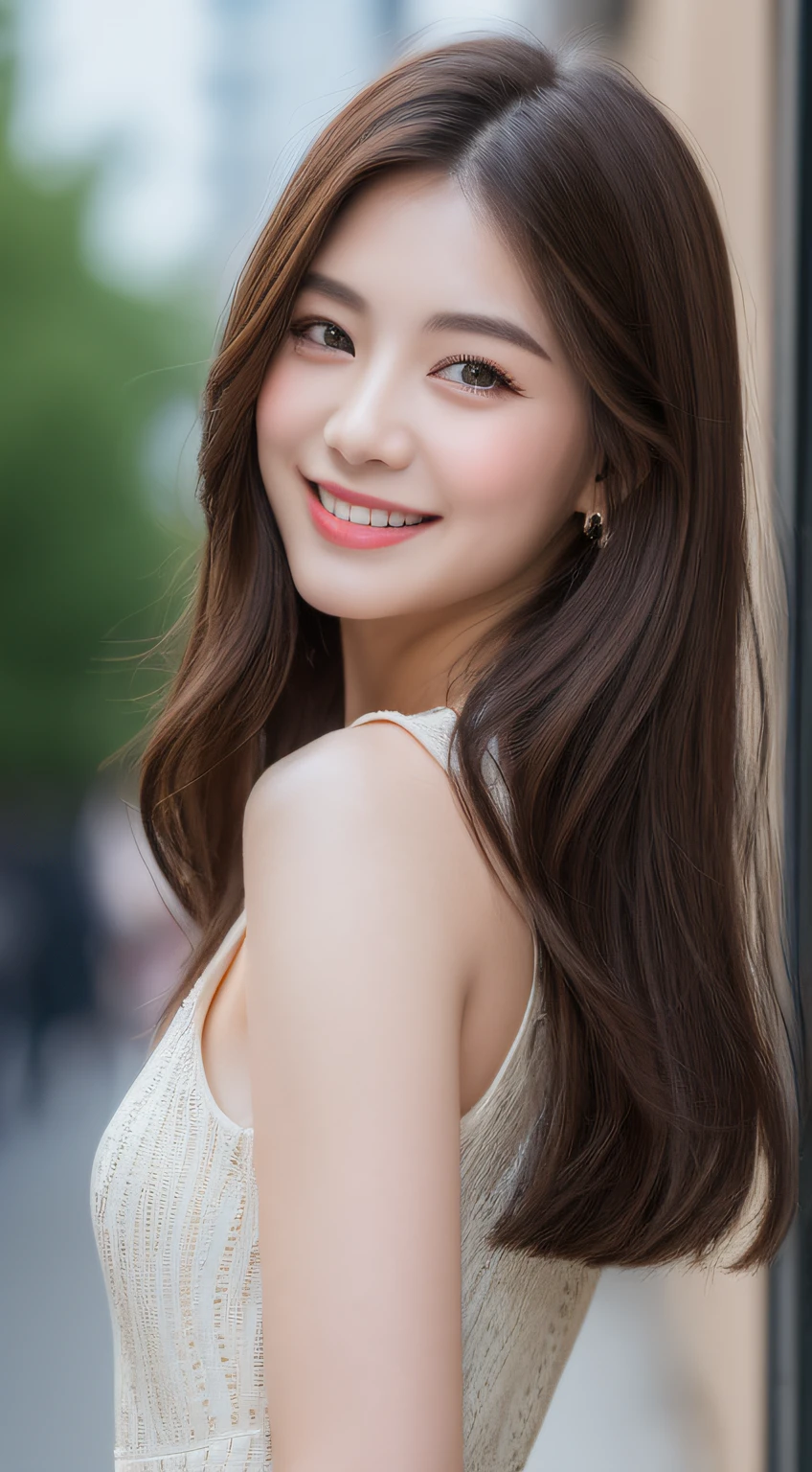 ((Best Quality, 8K, Masterpiece: 1.3)), 1girl, Slim Abs Beauty: 1.3, (Casual hairstyle, Big Breasts: 1.2), Dress: 1.1, Super fine face, Detailed eyes, Double eyelids, smile, Home, Focus