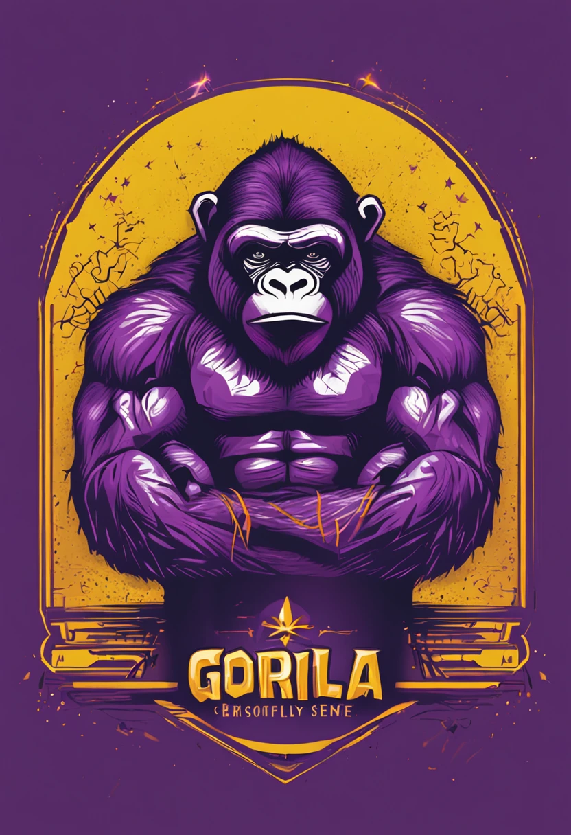 Logo gorila purple and yellow, strong, poerwfull