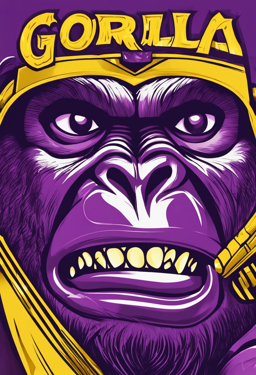 Logo gorila purple and yellow, strong, poerwfull