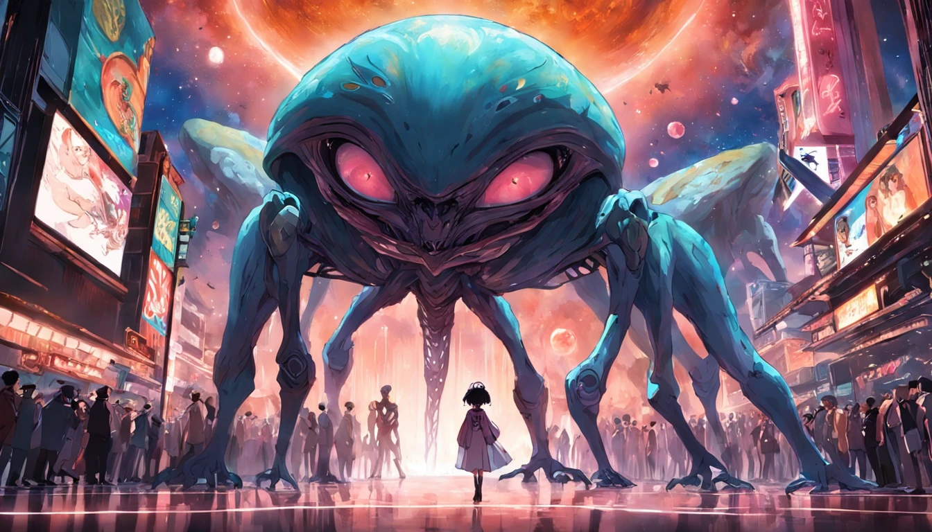 Desfile enorme assistido por muitos espectadores extraterrestres