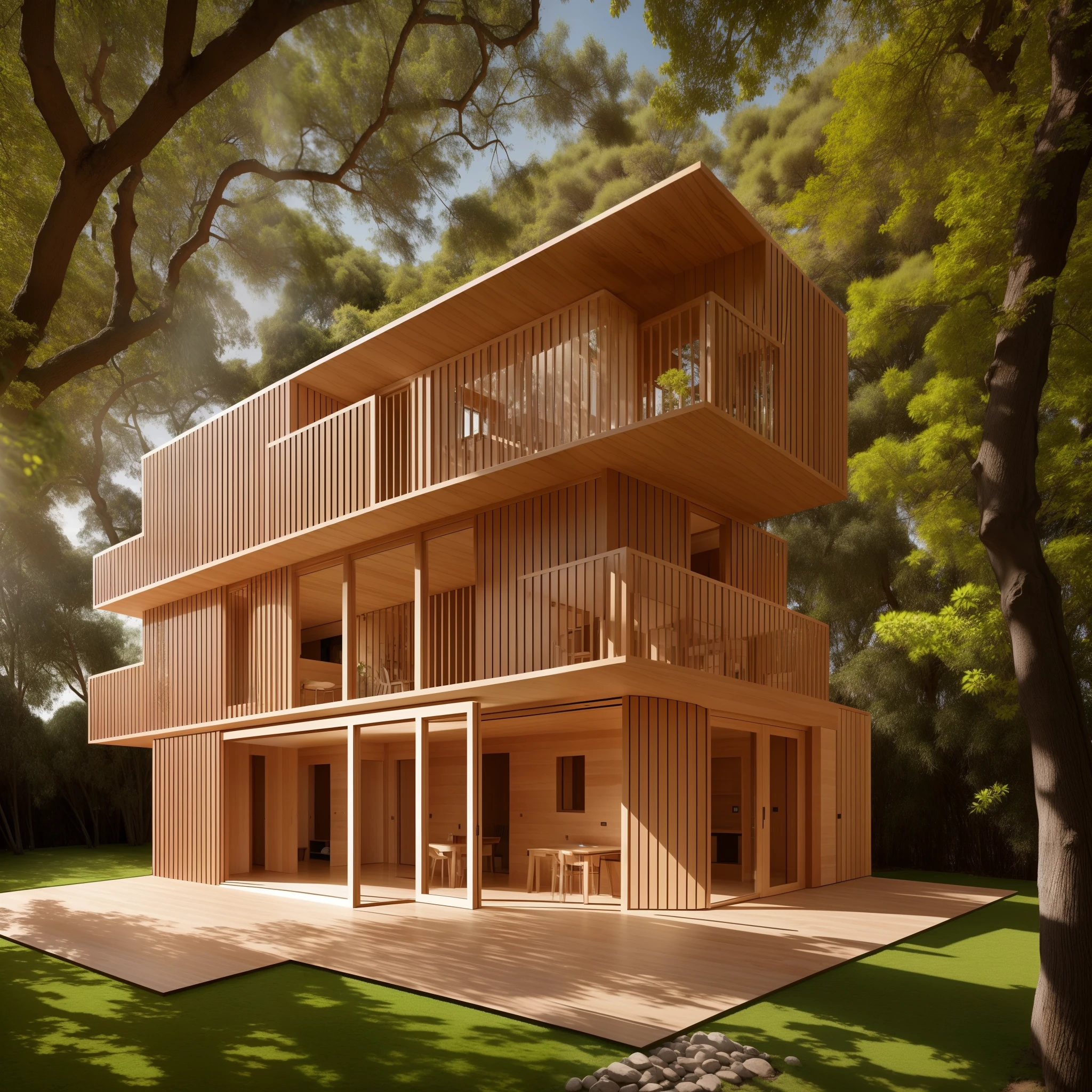 cuarto de madera con entrada de luz solar por todas partes, with chemistry test tubes, tubos de muchos colores, rodeada de un rio y de arboles de cerezo muchos arboles de cerezo, arboles rosados, neon, flor de cerezo, muchas flores de cerezo