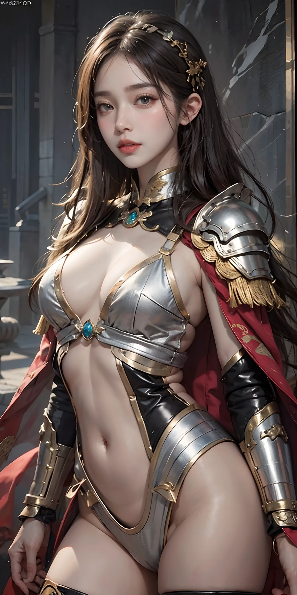 photorealistic, high resolution, soft light,1women, solo, hips up, shining skin, (detailed face), Chinese armor