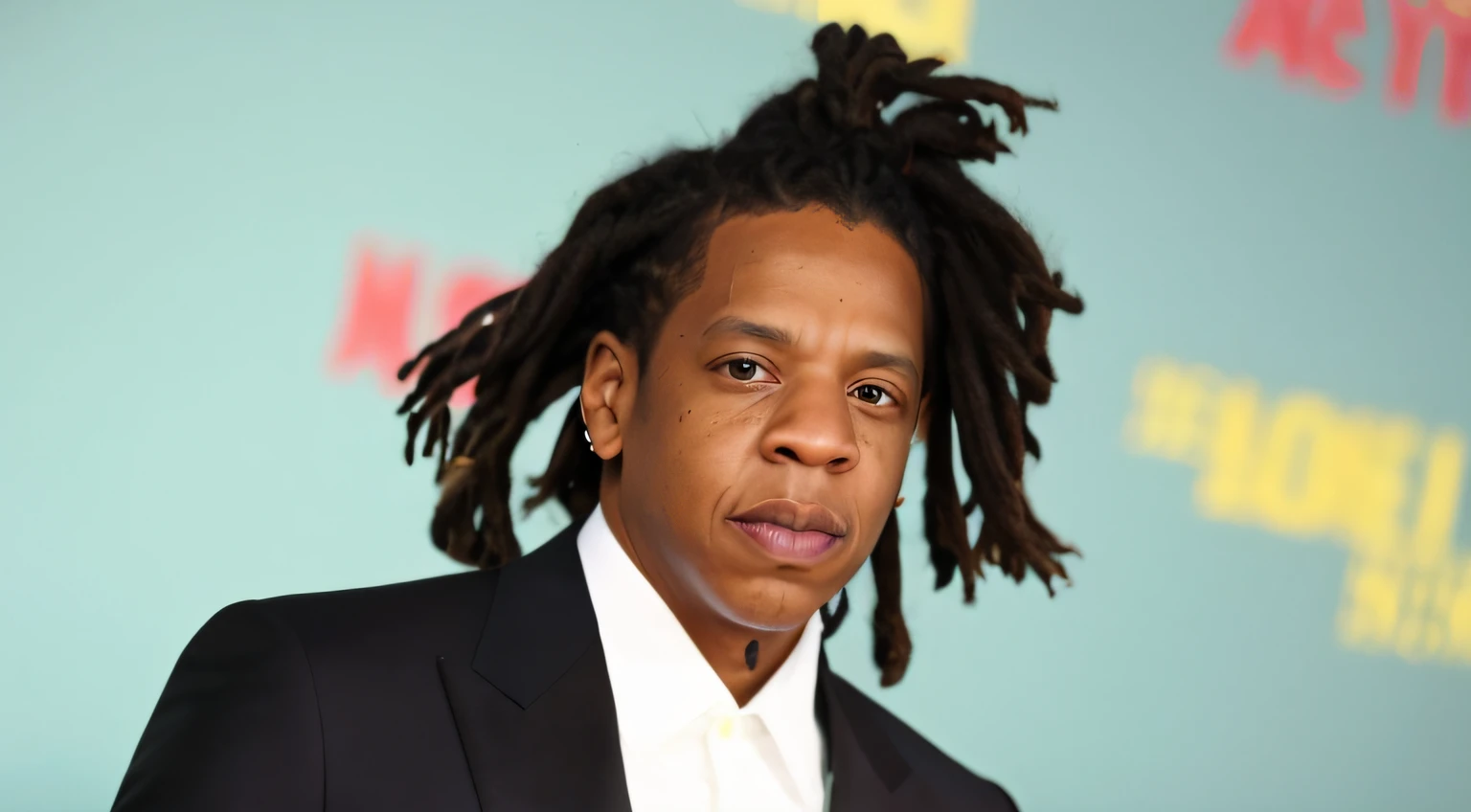 JAY Z, araffe man with dreadlocks and a suit jacket, taken in the early 2020s, 2022, 2 0 2 2, a black man with long curly hair, jean - michel basquiat, jean michel basquiat, crazy eyes, rapper, 2 0 2 1, 2021, JAY Z,
