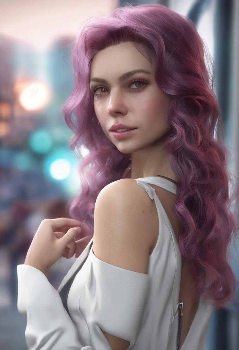 cute young woman, ultra high quality, nude, topless, nipples, volumetric, bioluminescence, luminism, pink-orange, global illumination, ambient occlusion, masterpiece, art by Ilya Kuvshinov, omimoji, busy image, Tokyo anime awards winner, octane render, unreal engine 5,