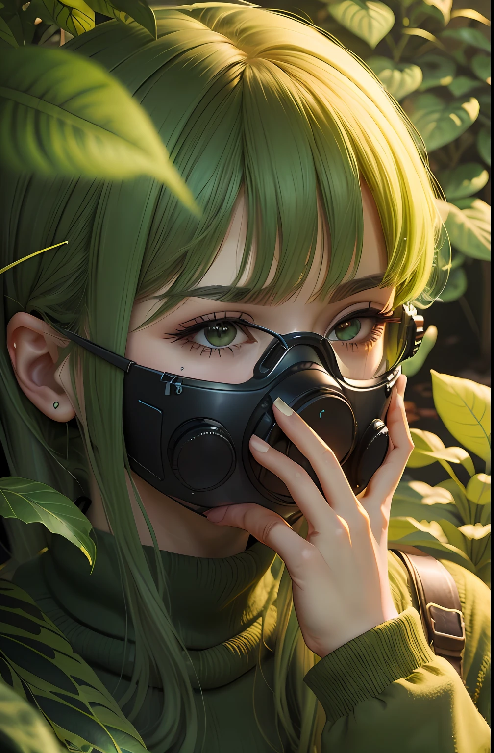 There is a green hair，woman, Detailed digital anime art, Guviz-style artwork, realistic anime artstyle, 3 d anime realistic, photorealistic anime girl rendering, Realistic anime 3 D style, 8K portrait rendering, wojtek fus,Anime style. 8K, hyper realistic anime