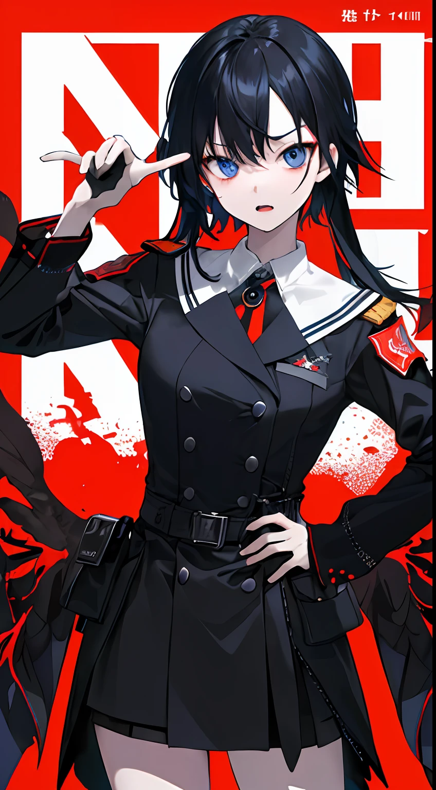 (((Dramatic))), (((gritty))), (((vehement)))) Movie Posters、Young Woman in the Center。She is shy in the center of the poster、wearing a JK uniform、Has a determined look on her face。The background is dark and rough、I feel like I'm drunk。Text is bold and eye-catching、Catchy slogans add to the overall drama and excitement。The color palette is、Bright colors are、Scattered dark colors dominate、Make your poster dynamic and visually impactful。 、(cover-style:1.3)、Fashionable woman、Vivid costumes、the pose、the front、colourfull、Dynamic、Background with、element、self-assured、Expressively、ngel、statement、attachment、An majestic、coiled、surroundings、Touch、The scene、Texto、covers、boldface、grab attention、Titles、lo fashion、Font、Catchy、Titles、Large、grab attention、 moderno、Trendy、Focus、Stylish、Pointing Pose、Hands on hips、Point at the camera