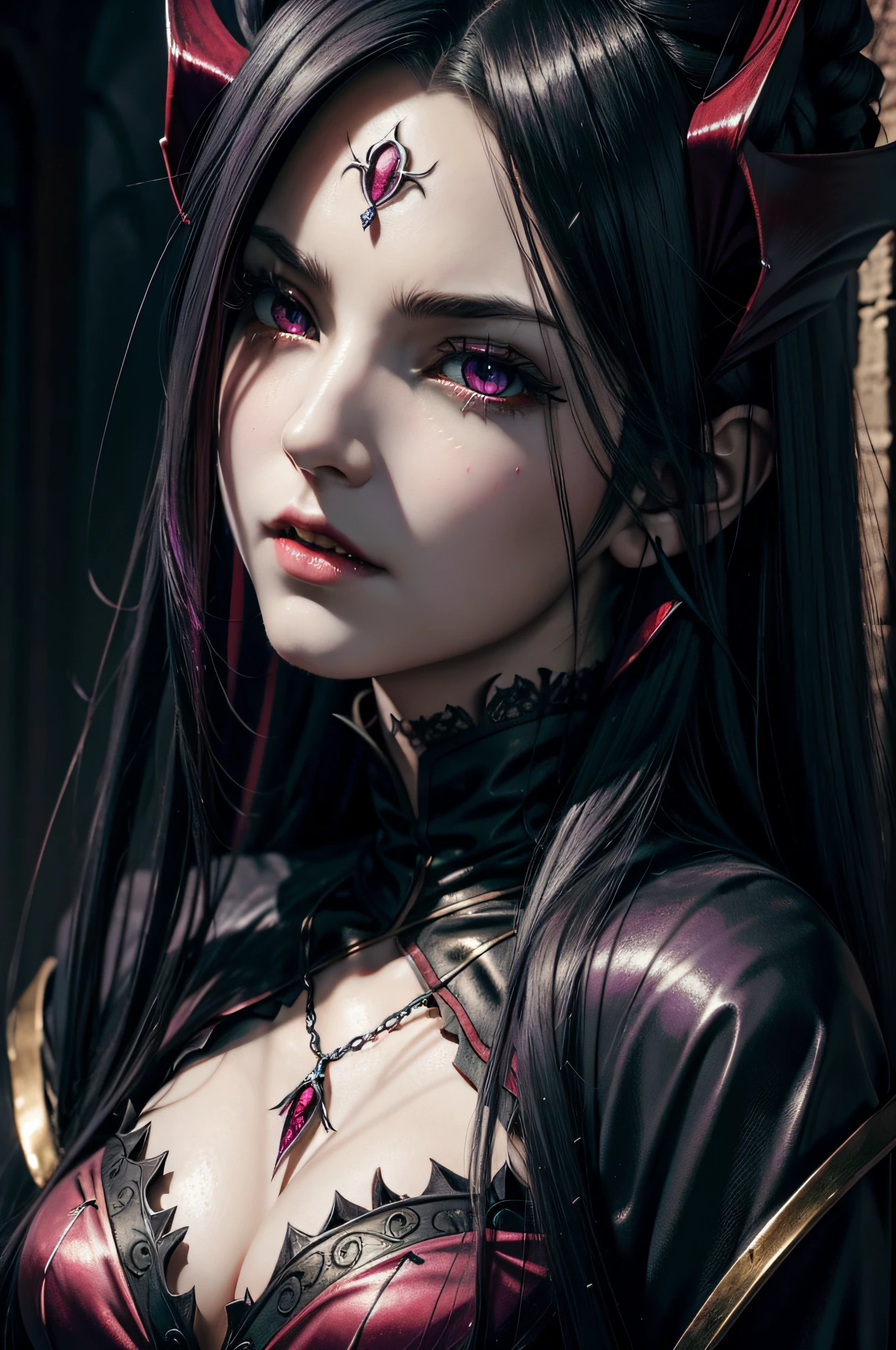 Vampire girl Shalltear Bloodfallen: Overlord anime, best quality, masterpiece, (realistic:1.2), Front, detailed face, (((masterpiece))), (((best quality))),(((extremely detailed))), illustration, mysterious,