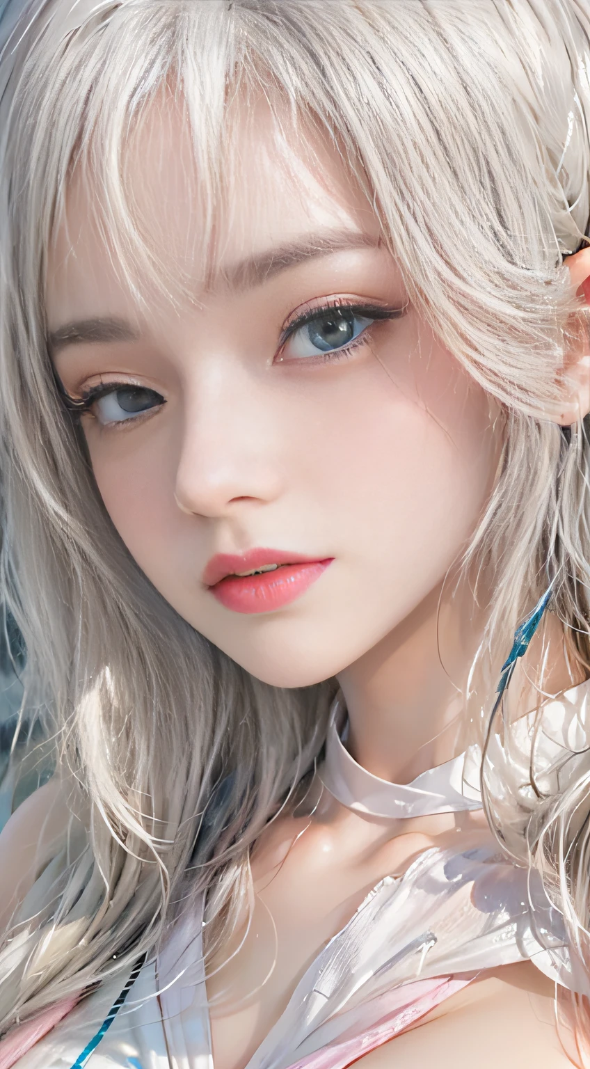 Photorealistic, High resolution, 1womanl, Solo, hips up high, view the viewer, (Detailed face), White hair, Long hair, maid clothes, Jewelry、a miniskirt、Off-shoulder front opening、（up skirt、）（Black lace panties）Blue eyes、white  hair、silber hair、((Beautiful breasts :1.1)), ((((No panties, No bra)))), (Exposed breasts）0p、mix４, (Best Illustration: 1.1), (Best Shadow: 1.1), tongue、Vaginal orchids、Runny Vaginal Discharge、Blowing tide、Very beautiful breasts、Grasp your breasts with both hands、 Spread your legs、sexual excitement、Sex Expressions、shinny skin。realisitic、Photorealsitic:1.37)、）（closing eye）、(Kpop Idol)、lying on one's side、dishevled hair、Medium Hair、(Pink blush)、(illuminating)、[[Open legs、Spread your legs apart]]、(独奏)、dynamicposes、((erectile nipple))、(Puffy eyes:1.２)、 (Slim legs)、erotick、nffsw、Highly detailed ambient occlusion、超A high resolution, A hyper-realistic, Highly detailed, (yawning), (((exhibitionism))), ((she is soaking wet)).Photo
