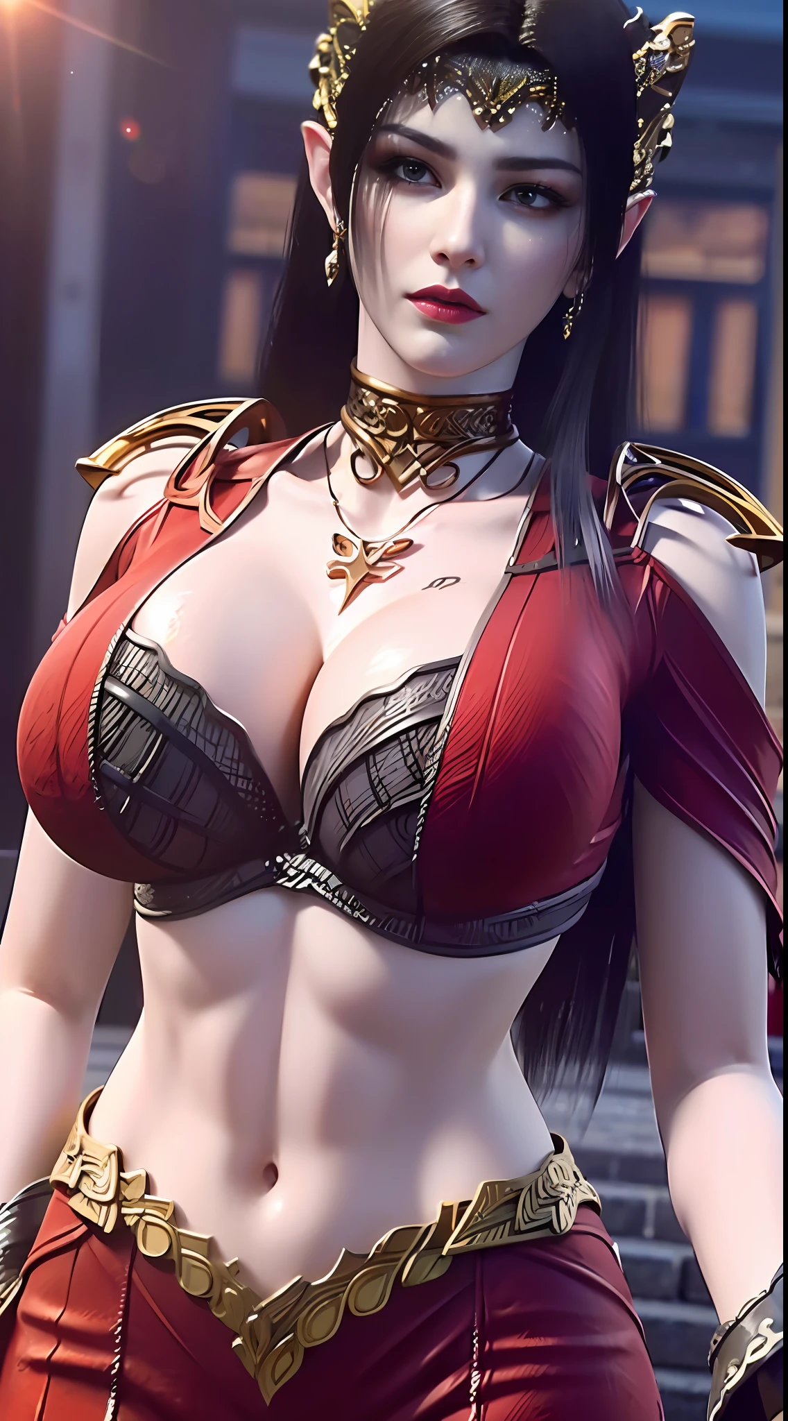 Solo, 1 Beautiful Female, Wuxia World, (1 Girl), (Full figure:1.2), (standing:1.1), (Xiuxian World), (big breasts, round breasts:1.4), (muscle abs), (big buttock:1.1), (shiny skin:1.1), Chinese Immortal Wuxia, (Purple Cross-collared Top, Ancient Long Skirt, Embroidered Cape, Streamer), Brunette Hair, Chinese Coiled Bun, Hairpin, Light Pink Lips, Calm, Intellectual, Delicate Face, Masterpiece, Best Quality, High Quality, High Definition, High Quality Texture, High Quality Shadows, High Detail, Cinematic Light, Side Lighting, Ray Tracing, Sharp Focus, Realistic, Edge Light, Two-tone Light, (Detailed Skin Details: 1.2), 8k uhd, SLR, (soft light, high quality, high resolution:1.7), (very detailed CG unity 8k wallpaper)