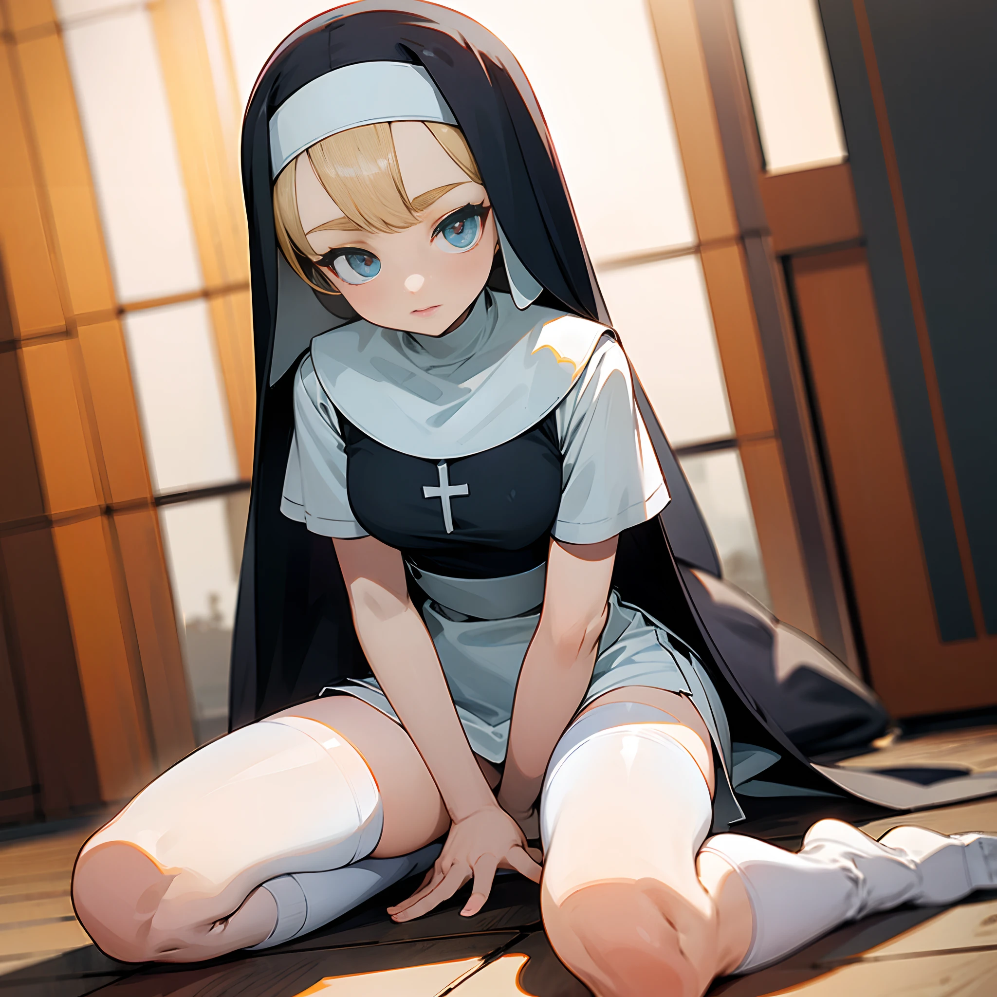 pieces fly、masterpiece、highest quality、Super detailed、High resolution、High resolution、8K portrait、Unity 8k壁紙のHigh resolutionCG、unity 8k wallpaper、Highly detailed CG unity 8k wallpaper、realistic、real person、 portrait photography、shiny skin、High resolution、(1 girl), Little,,(rape face),((cute:1.8)),((10 :1.5)、very detailed explanation、delicate face、nice lips、slender body、(small breasts:1.8) 、 thin waist、thin legs、1 girl, cute type, perfect face, seriously, (blush:1.5),(church:1.6)、(Gate:1.4)), Detailed description vagina,Show butt hole、distress,  blush:1.5, think back:1.5, (open anus:1.6)、messy hair, brown bob hair,(Nun Uniform)