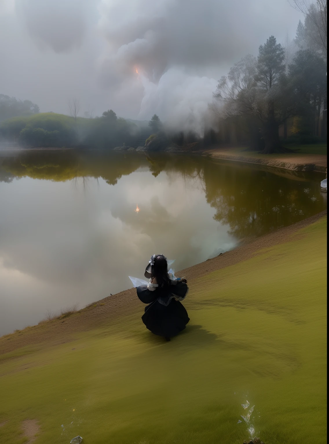 (Masterpiece, Best Quality, Best Grade, Official Art, Beautiful and Aesthetically pleasing, Long Exposure: 1.2), Smooth Movement, Attractive Pattern, One Girl, (Long Skirt with Sleeves:1.3), Cinderella Dress, , Strapless, , Black Hair,Dango Hair, , Lace, Solo、、、、 Detailed Background, Detailed Face, (Crystallized AI, Crystal Theme:1.1), Elemental Firesprites, Spinning Fire, Control Fire, Ruby Clothing, Dynamic Pose, Airborne Particles, Ether Dynamics, Firey, Steam,,,、 Dark Staircase, Ethereal Atmosphere, (Big: 1.2), ,、, (Beautiful Face: 1.5), Darkness