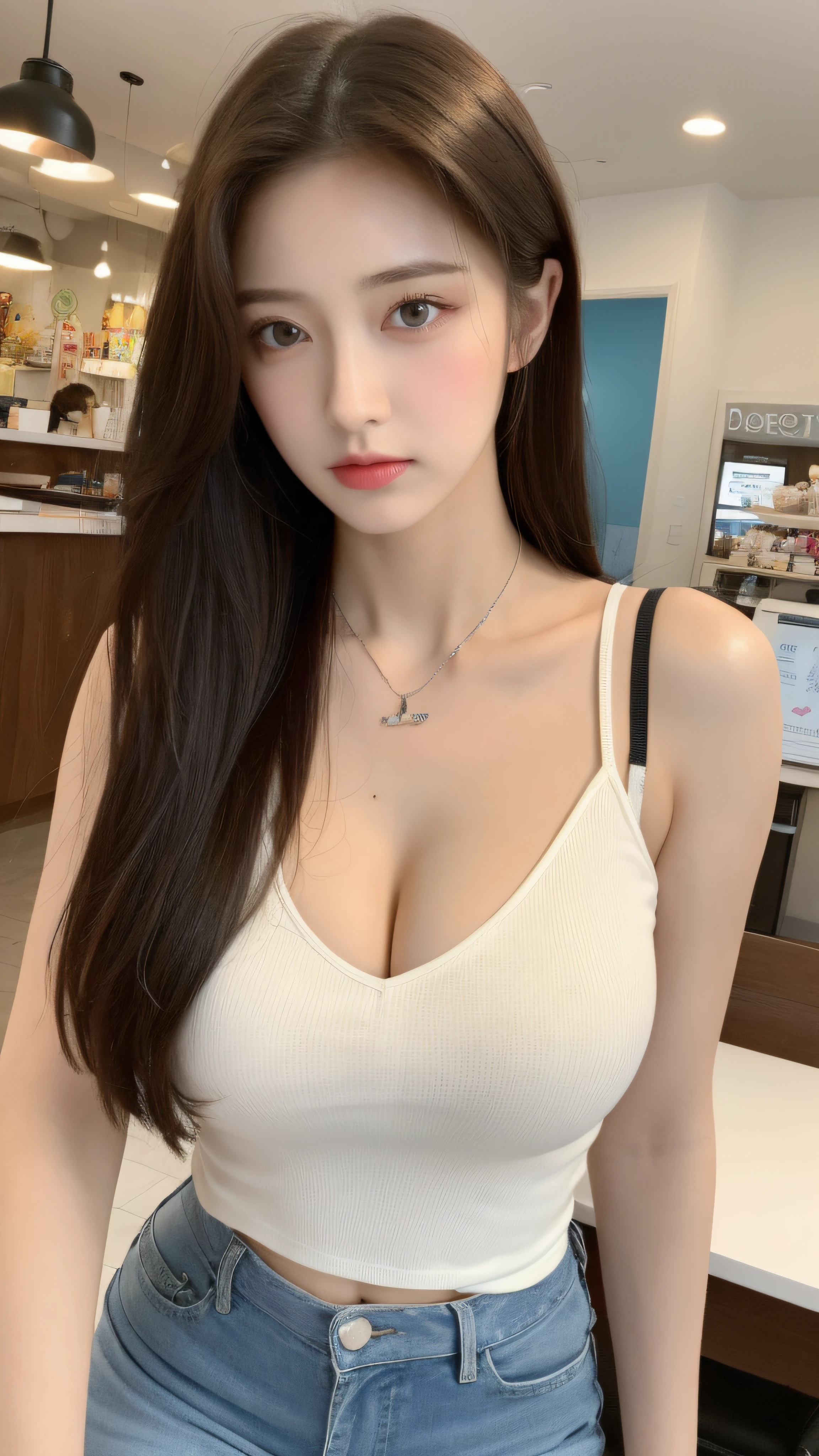 (Highly detailed CG Unity 8k wallpaper)、(masterpiece)、(Highest quality)、(Super detailed)、(Best illustrations)、(Best Shadow)、Ultra-high resolution、(Real、Photorealistic:1.2)、(Kyoko Otonashi of the Reiwa Era:1.4)、(Long hair with bangs that fall on the forehead:1.4)、(Large Breasts:1.2)、(Dressing up for a date:1.2)、(Stylish dress with collar:1.2)、(Pearl Necklace:1.4)、(Hotel lounge:1.2)、(Red Lip:1.4)、The posture is relaxed、Using lighting and shadows、Emphasizing three-dimensionality and realism、Please express natural light reflection、Puffy eyes、Close-up、Cloudy soft light、(Upper Body:1.4)