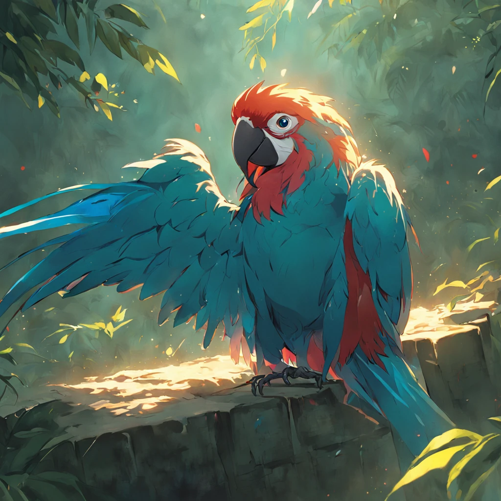 a macaw bird in blue colors, vermelho verde,amarelo
