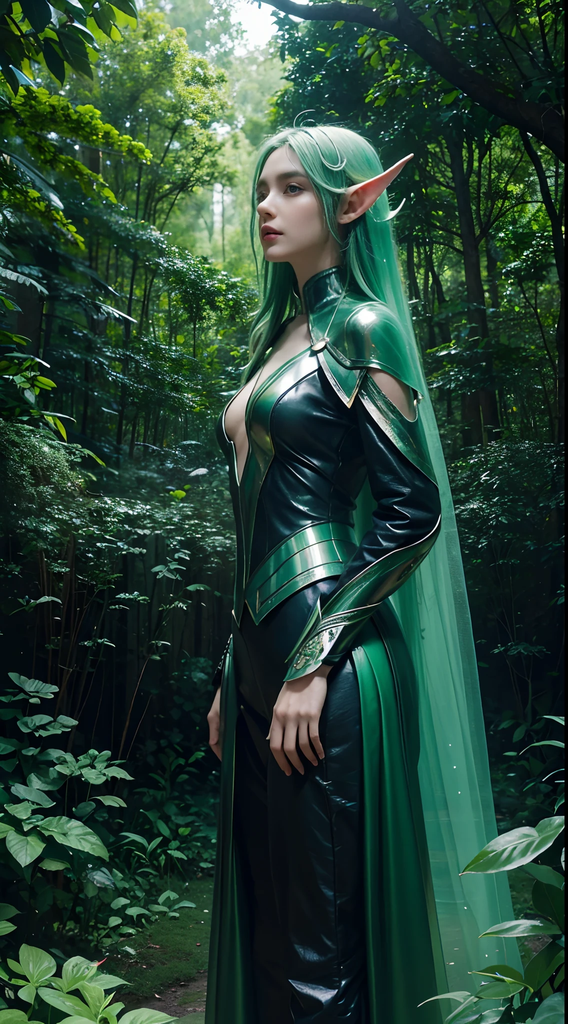 Green world, Surrealism, future technology, elves, environmental protection hyper detailed , holographic , detailed intricate , Dream colors --v 5.2 --style raw --ar 5:6 --relax