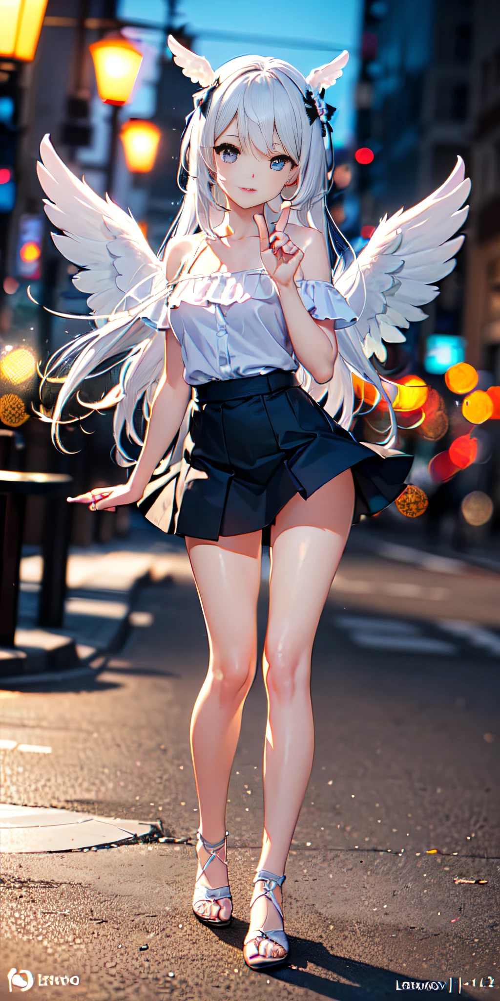 (((Chibi: 1.2), (Masterpiece: 1.4), (Best Quality: 1.4), (Very cute angel girl, super detailed face, eyes like jewels, very long white hair, colorful gradient hair: 1.4), (Ring of Angel: 1.4), (Angel Wings: 1.4), (Full Body, Perfect 2 Arms, Perfect 2 Legs: 1.4), (Perfect 4 Fingers: 1 Thumb), Light, Shine, Bokeh, Super Fine))