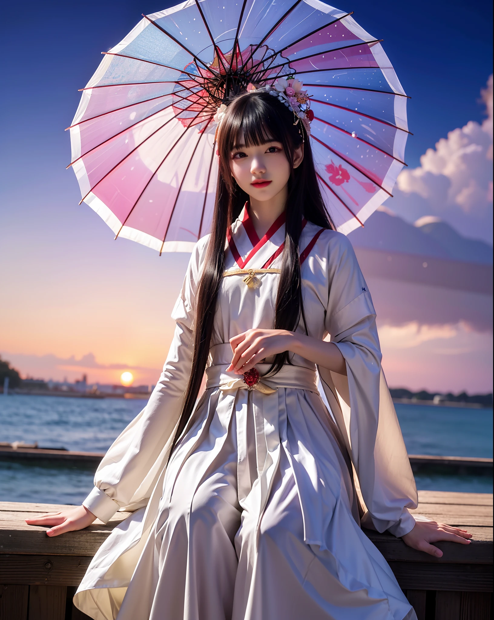 (8k, RAW photo:1.2), best quality, ultra high res,dramatic angle,(fluttered detailed color splashs), (illustration),(((1 girl))),(long hair),(rain:0.9), (头饰:1.4),少女身边有一座古宫,汉服,(重点),彩色水墨画,(泼彩),泼彩,(((colorful))),(素描:0.8) , Masterpiece, best quality, beautiful painted, highly detailed,(denoising:0.6),[splash ink],((ink refraction)), (beautiful detailed sky),moon,highly,detaild,(masterpiece, best quality, extremely detailed） CG unity 8k壁纸，杰作，最好的质量，超详细），（石蒜），