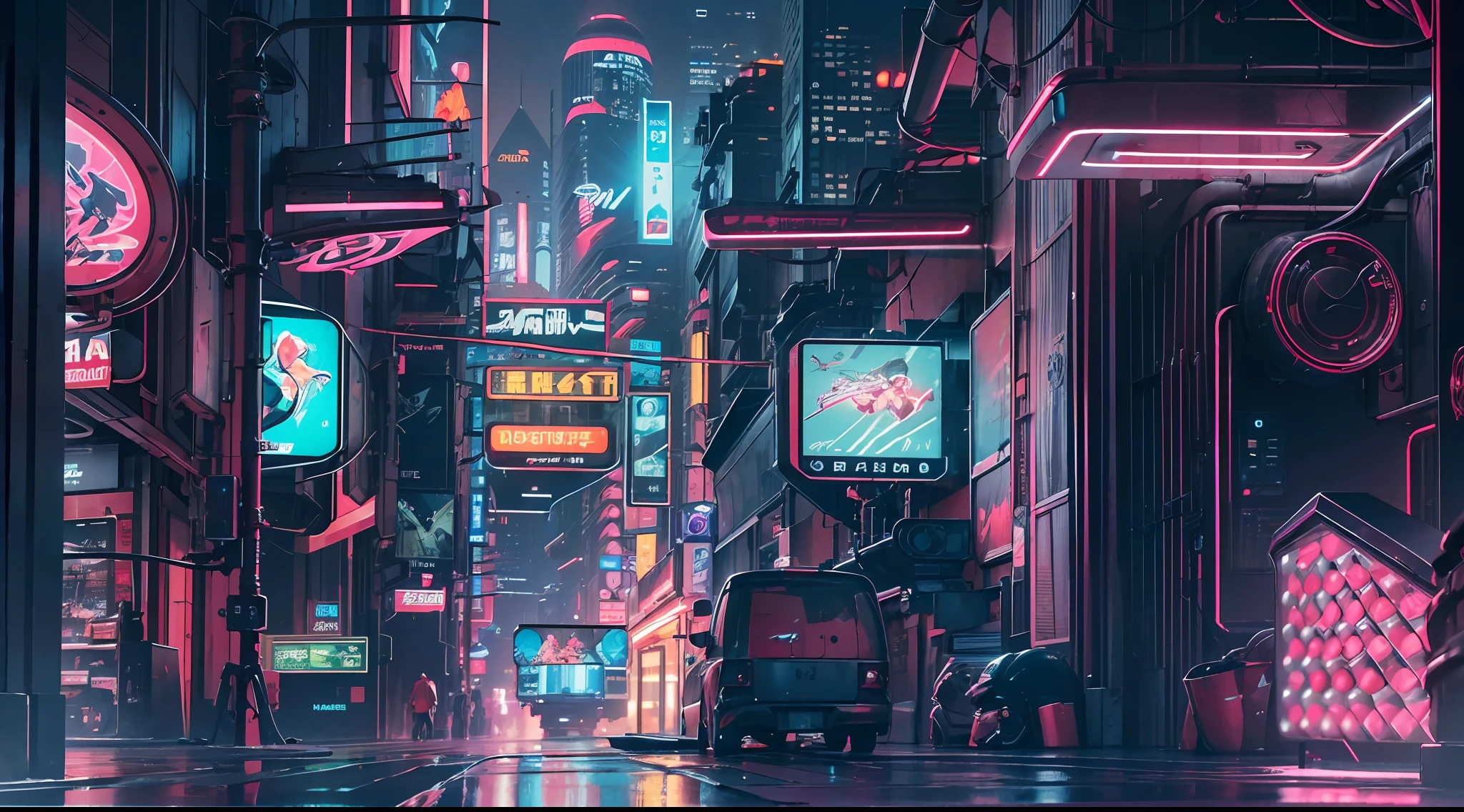 Best image quality, Masterpiece, Ultra-high resolution, (Fidelity:1.4), one-girl,Photo, Movie, ((cyber punk perssonage)), cyber outfit, Futuristic, ((Award-winning ultra-realistic photos)),(Hyper-detailing),(Complicated details),(High resolution CGI artwork 8k),Futuristic cyberpunk living room/Bedrooms/kitchens/terrazzo,Detailed cyberpunk cityscape。Futuristic style,There are many colors and LED lights。The cityscape should be very detailed,depth of fields。Create depth with atmospheric lighting,Wide-angle lens showing rooms and windows。Use atmospheric and volumetric lighting to enhance cityscape detail。The room should be illuminated by the neon lights of the cityscape, Pastel textured colored background, Colourful, vibrant