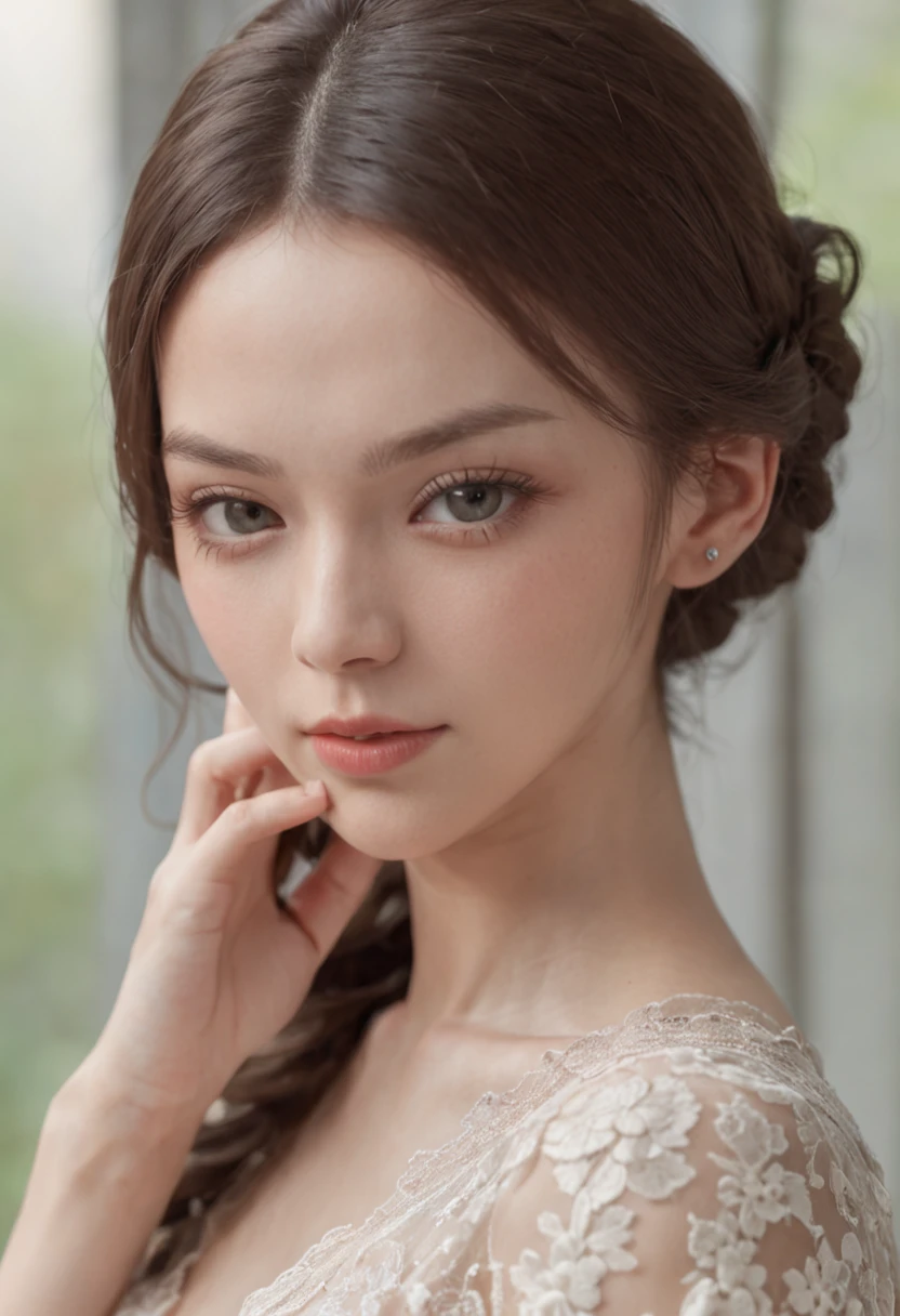 ulzang-6500-v1.1, (RAW photo:1.2), (Photorealistic:1.4), Beautiful detailed girl, Very detailed eyes and face, Beautiful detailed eyes, Super detailed, high resolution, Very detailed, Best quality, Masterpiece, (((Princess)), ((Sexy long dress)), ((Alluring)), (((See_Through))), (((Transparent))), ((G_string)), ((Intricate details)), (((See_Through_dress))), full bodyesbian, Slim body, Petite body, Beautiful detailed whole body, ((cleavage)), ((See_Through_Nippur)), (((Nippur))), ((Bare_breast enhancement)), ((Imperial bedroom)),