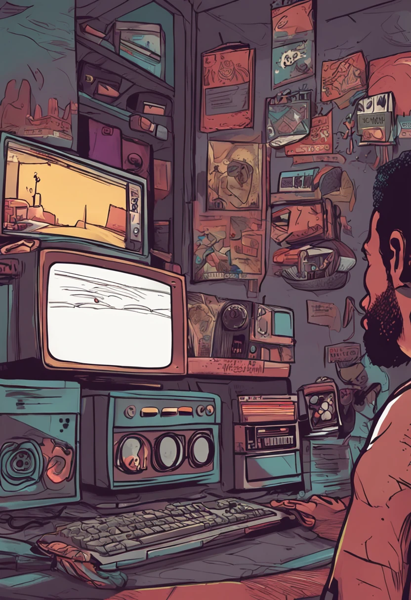 rapaz num quarto gamer, imagem realista, nao mude as caracteristicas da pessoa da foto