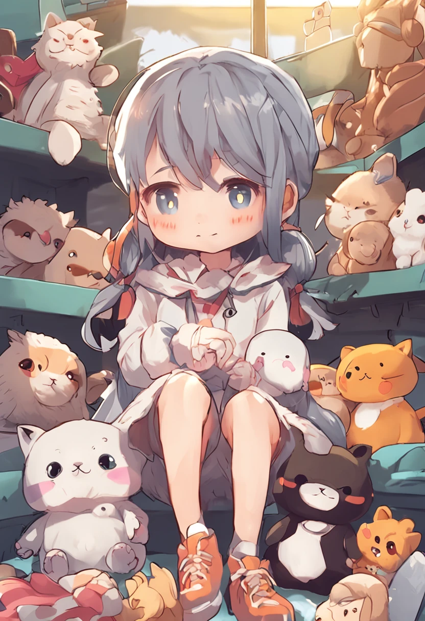 Anime girl with lots of stuffed animals and a cat, Arte digital detalhada e fofa, por Ryan Yee, Lindo estilo de arte, Digital Painting Acessável, lindo arte digital, Cute detailed illustrations, Digital anime illustration, 3D render arte oficial, Arte oficial de alto detalhe, official character illustration, Anime estilizado, kawaii hq render, Pokémon Art Style, cute illustrations, Fanart detalhado