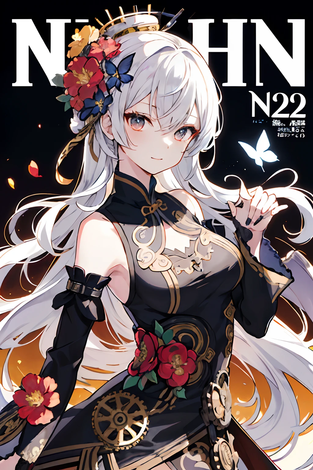 maximalism artstyle、Steampunk style、gear wheel、makina、metals、neon theme、、Suprematism、、Hyper-detailing、hyper quality、、beautifuly color、faces、Her hair is flowers、florals、The hair、florals、butterflys、gear wheel、Steampunk 1 Girl Kawaii、、、high detal、hightquality、Back lighting、Hair and clothes are metal、The upper part of the body、hightquality、bodyhair、webbed dress、The upper part of the body、black backgrounds、hair with flower、Small breasts with flowers、Flowers and floating hair、One Girl Floating、tiny chest、Marbling of hair and clothes、looking at viewert、Original、Lower your arms、paper cutting、black backgrounds、flowers background、hair with flower、hair with flower、hair with flower、hair with flower、The hair、hair wavy、diffuse lighting、Abstract、Butterfly with body、Hair and flowers、Large top sleeve、float、[[Hair above one eye]]、murky
(magazine:1.3), (cover-style:1.3), Fashionable, femele, with a vibrant, outfits, the pose, the front, Colorful, Dynamic, Background with, element, I'm confident, expresive, ngel, statement, accessorized, An majestic, coiled, surroundings, Touch, The scene, Texto, covers, It's bold, captures the attention, Titles, Stylish, Font, Catchy, headline, The large, Impressive, moderno, Trendy, Focus, lo fashion,Steampunk Girl、qipao dress