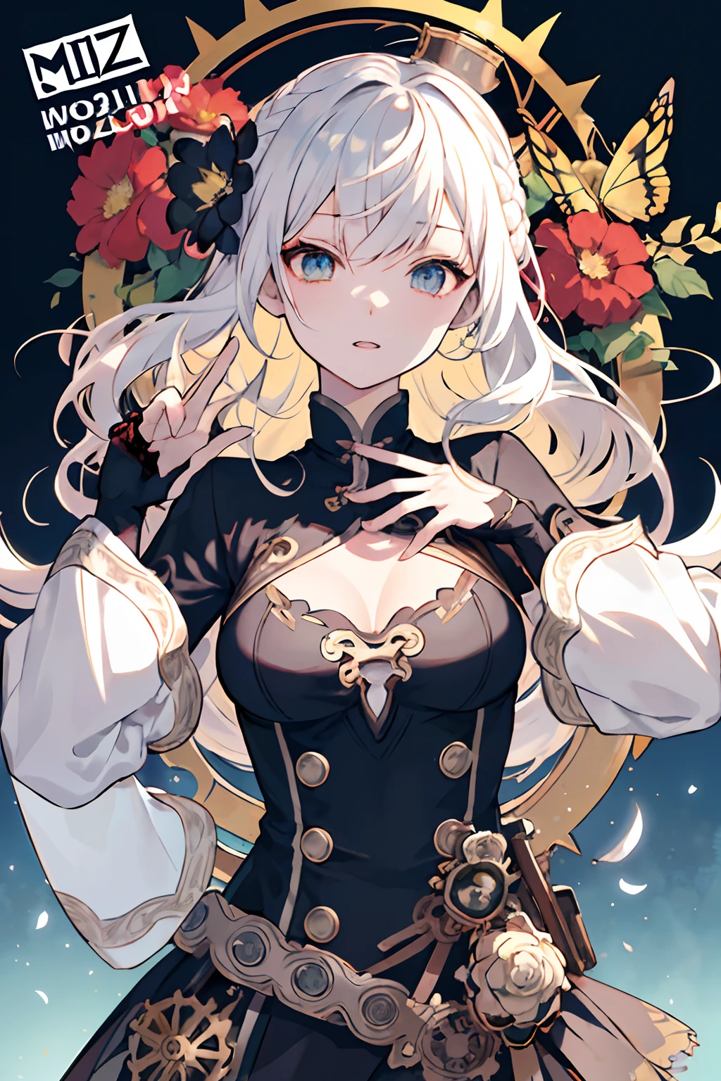 maximalism artstyle、Steampunk style、gear wheel、makina、metals、neon theme、、Suprematism、、Hyper-detailing、hyper quality、、beautifuly color、faces、Her hair is flowers、florals、The hair、florals、butterflys、gear wheel、Steampunk 1 Girl Kawaii、、、high detal、hightquality、Back lighting、Hair and clothes are metal、The upper part of the body、hightquality、bodyhair、webbed dress、The upper part of the body、black backgrounds、hair with flower、Small breasts with flowers、Flowers and floating hair、One Girl Floating、tiny chest、Marbling of hair and clothes、looking at viewert、Original、Lower your arms、paper cutting、black backgrounds、flowers background、hair with flower、hair with flower、hair with flower、hair with flower、The hair、hair wavy、diffuse lighting、Abstract、Butterfly with body、Hair and flowers、Large top sleeve、float、[[Hair above one eye]]、murky
(magazine:1.3), (cover-style:1.3), Fashionable, femele, with a vibrant, outfits, the pose, the front, Colorful, Dynamic, Background with, element, I'm confident, expresive, ngel, statement, accessorized, An majestic, coiled, surroundings, Touch, The scene, Texto, covers, It's bold, captures the attention, Titles, Stylish, Font, Catchy, headline, The large, Impressive, moderno, Trendy, Focus, lo fashion,Steampunk Girl、qipao dress