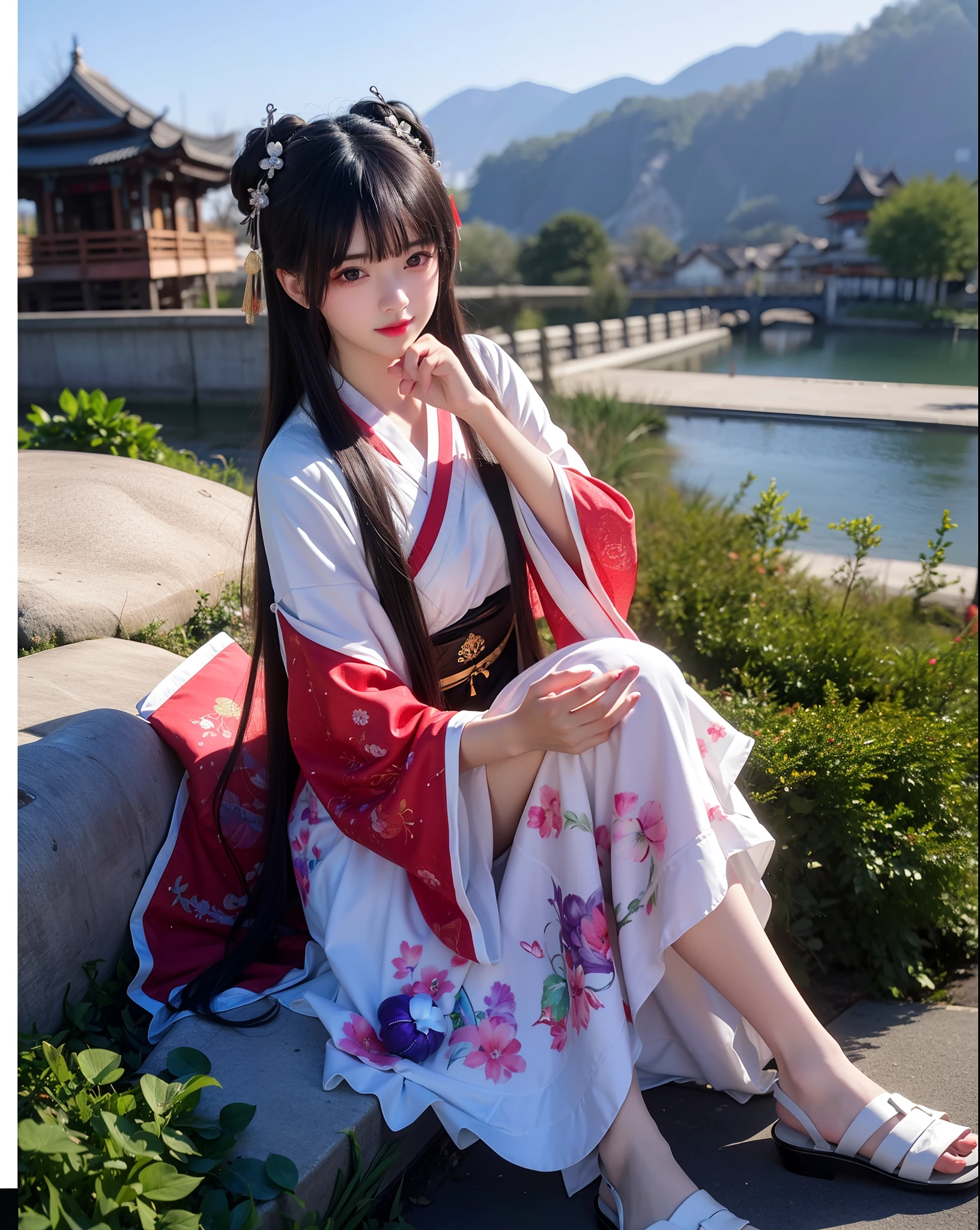 (8k, RAW photo:1.2), best quality, ultra high res,dramatic angle,(fluttered detailed color splashs), (illustration),(((1 girl))),(long hair),(rain:0.9), (头饰:1.4),少女身边有一座古宫,汉服,(重点),彩色水墨画,(泼彩),泼彩,(((colorful))),(素描:0.8) , Masterpiece, best quality, beautiful painted, highly detailed,(denoising:0.6),[splash ink],((ink refraction)), (beautiful detailed sky),moon,highly,detaild,(masterpiece, best quality, extremely detailed） CG unity 8k壁纸，杰作，最好的质量，超详细），（石蒜），