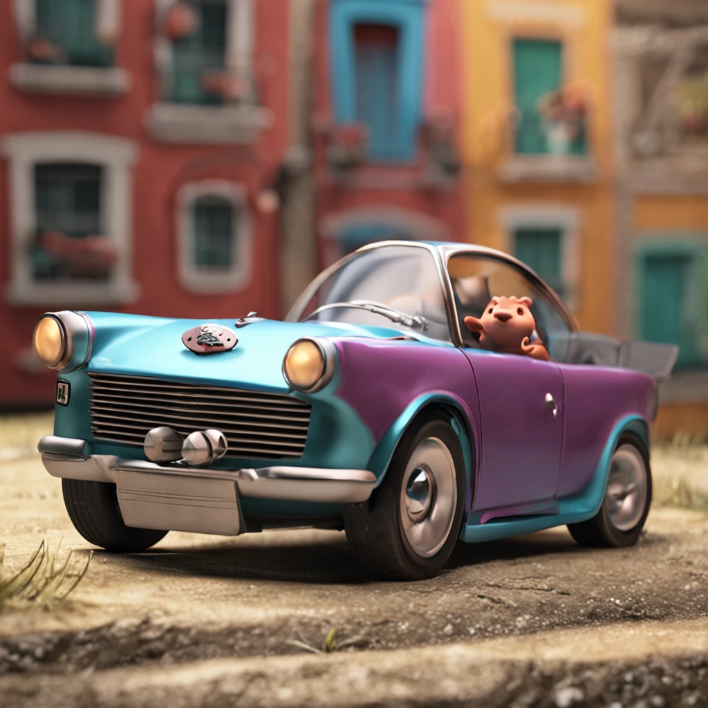 (master part, ..cgi, high resolution, photo-realistic:1.3), Um porco dirigindo um carro, pig, porquinho dirigindo um carrinho, animal fofo, ultra detalhado, carro, alta velocidade, estrada, concept art