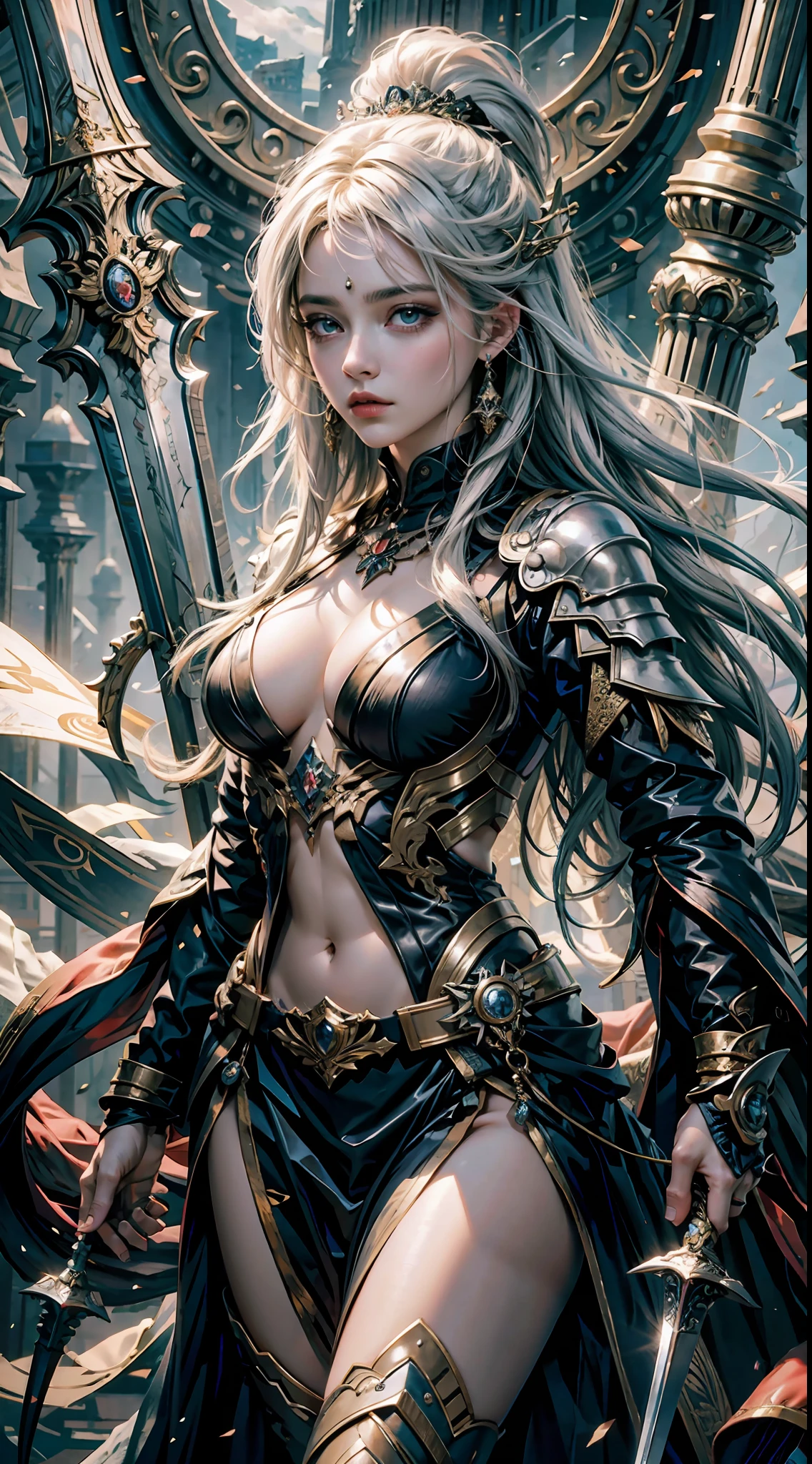 official art, unity 8k wallpaper, ultra detailed, beautiful and aesthetic, High quality, beautiful, masterpiece, best quality,
1 queen,sword , (zentangle, mandala, tangle, entangle:0.6)