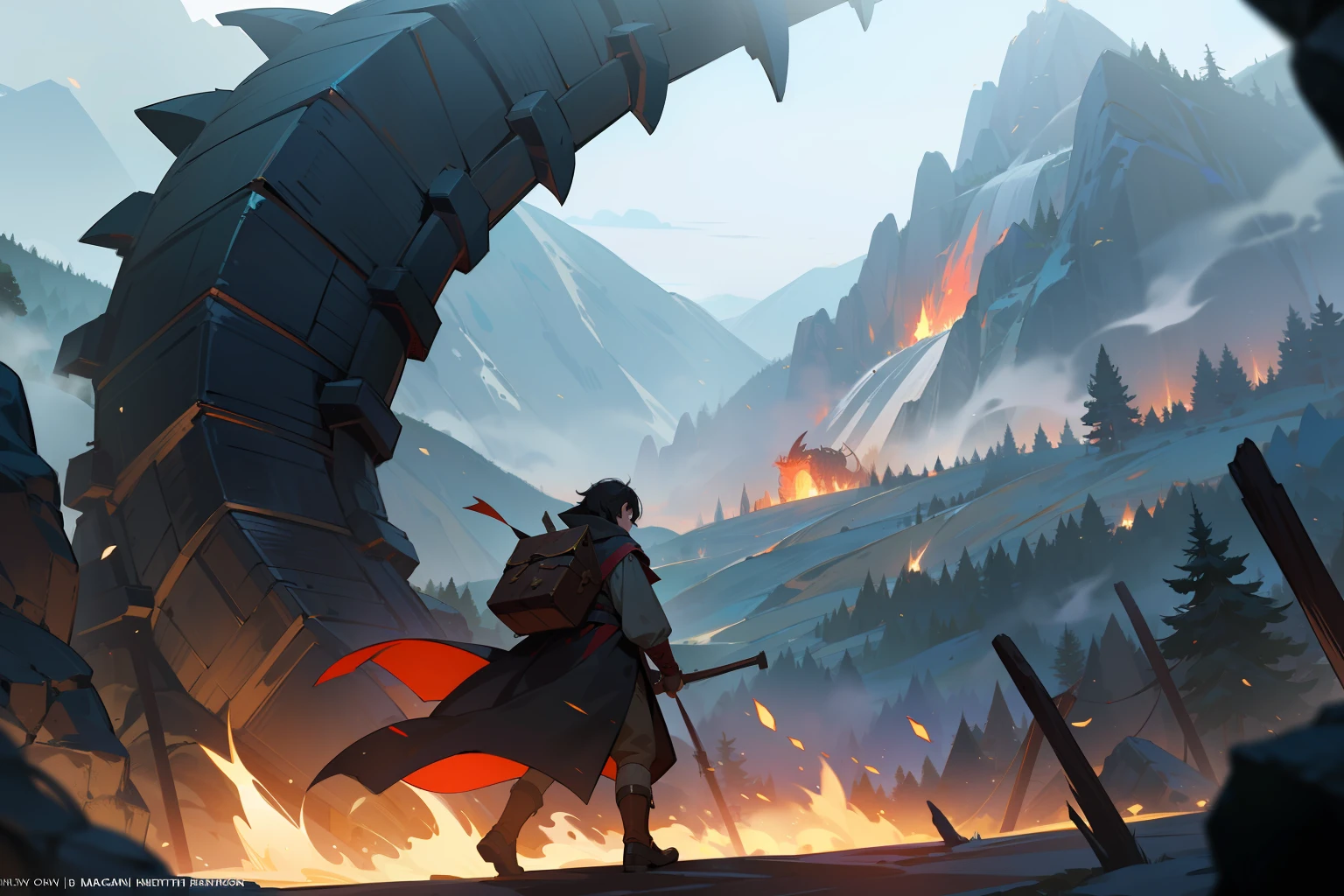 There was an especially greedy, strong and evil dragon, called Smaug. One day he took flight and came south. His first sign what we heard was a noise like a hurricane coming from the north, and the pines of the mountains creaking and creaking in the wind. Some of the dwarves by chance were outside (luckily I was one of them a good adventurous boy, in those days, always walking around, and it saved my life that day) when, from a good distance, we saw the dragon land on the mountain in a jet of fire. So he went down the slopes and when he hit the forest it burst into flames. entire. At that moment all the bells were ringing in Vale and the warriors were arming themselves. The dwarves ran outside through their great gate, but there was the dragon waiting for them. None escaped that way. the river if rose in steam and a mist covered the Vale, and in the mist the dragon advanced over them and destroyed most of the warriors; the usual sad story, that it was very common at that time. Then he came back and crept through the Gate Forward and plundered all the halls and alleys; and tunnels, alleys, cellars, mansions and halls. After that, there were no living dwarves left on the side of inside, and he took all their wealth for himself. Probably because this is the dragon-like way, he piled it all up in a great heap deep inside the mountain, and sleeps on it like a bed. Then he began to drag himself to out of the big gate and come at night to the Vale, and take people away, mostly maidens, to devour, until the Vale was ruined, and all the people left or died. What happens there now I don't know for sure, but I don't think that nowadays anyone lives anywhere closer to Mountain than the end of Long Lake.