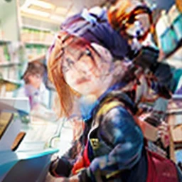 1 girl Amber genshin impact at library