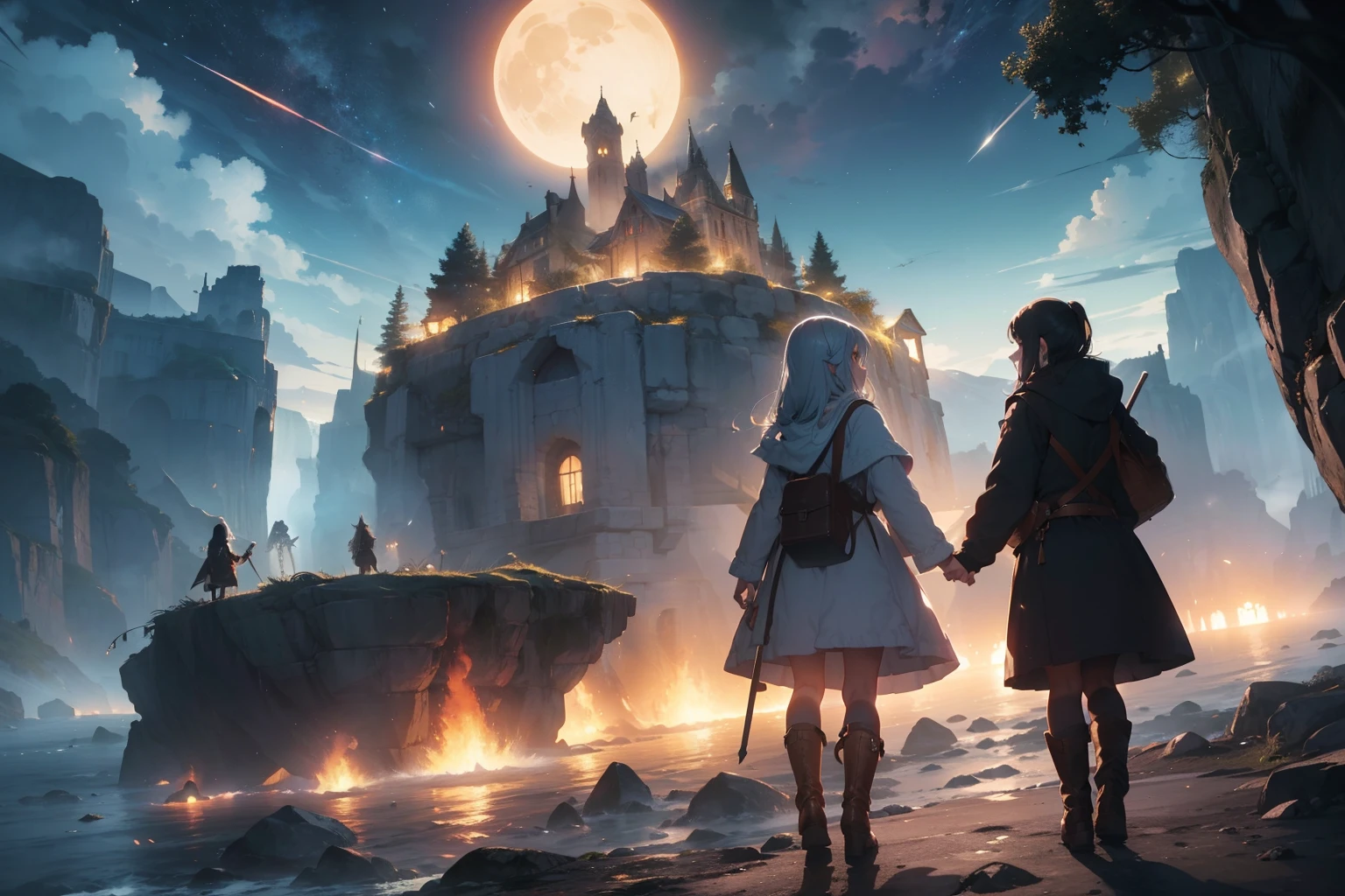Beyond the foggy mountains, frias,

Adentrando cavernas, Studded dungeons,
Devemos partir antes de o sol surgir,
In search of the pale enchanted gold.
They operated dwarven charms of yore,
Ao somde martelo qual sino a soar
Na profundeza onde dorme a incerteza,
Emantros vazios sob penhascos do mar.
To the ancient king and his elf lord
They created treasures of named gran,
As Pedras Plasmaram, a luz captaram
Prendendo-a nas gemas do punho da espada.
Silver Emcolares they put together
Blossoming stars made crowns
Of dragon fire and on the same cord
They fused the light of the sun and the moon.
Beyond the cold misty mountains,
Entering caves, dungeons
LostWe must leave before the sun rises
Searching for long-forgotten treasures.
For your use bowls were carved
And golden harps. Where no one lives
JazeramPerdidas and their songs
By men and elves were not heard
BuzzingPines over the mountain,
Uivaramos ventos emnoites azuis.
O fogo vermelho queimava Parelho,
The tree-torches embarrassed with light.
Tocaramos sinos chovendo no vale,
Pale anxious faces rose.
Angry the fierce dragon had risen
Razing beautiful houses and towers
Under the moonlight piercedmountains
The dwarves heard the final march
They fled shelter finding the enemy
And under his feet death in the moonlight.
Beyond the cold misty mountains,
Entering caves, lost dungeons
We must leave before the sun rises,
Searching for long-forgotten treasures.
