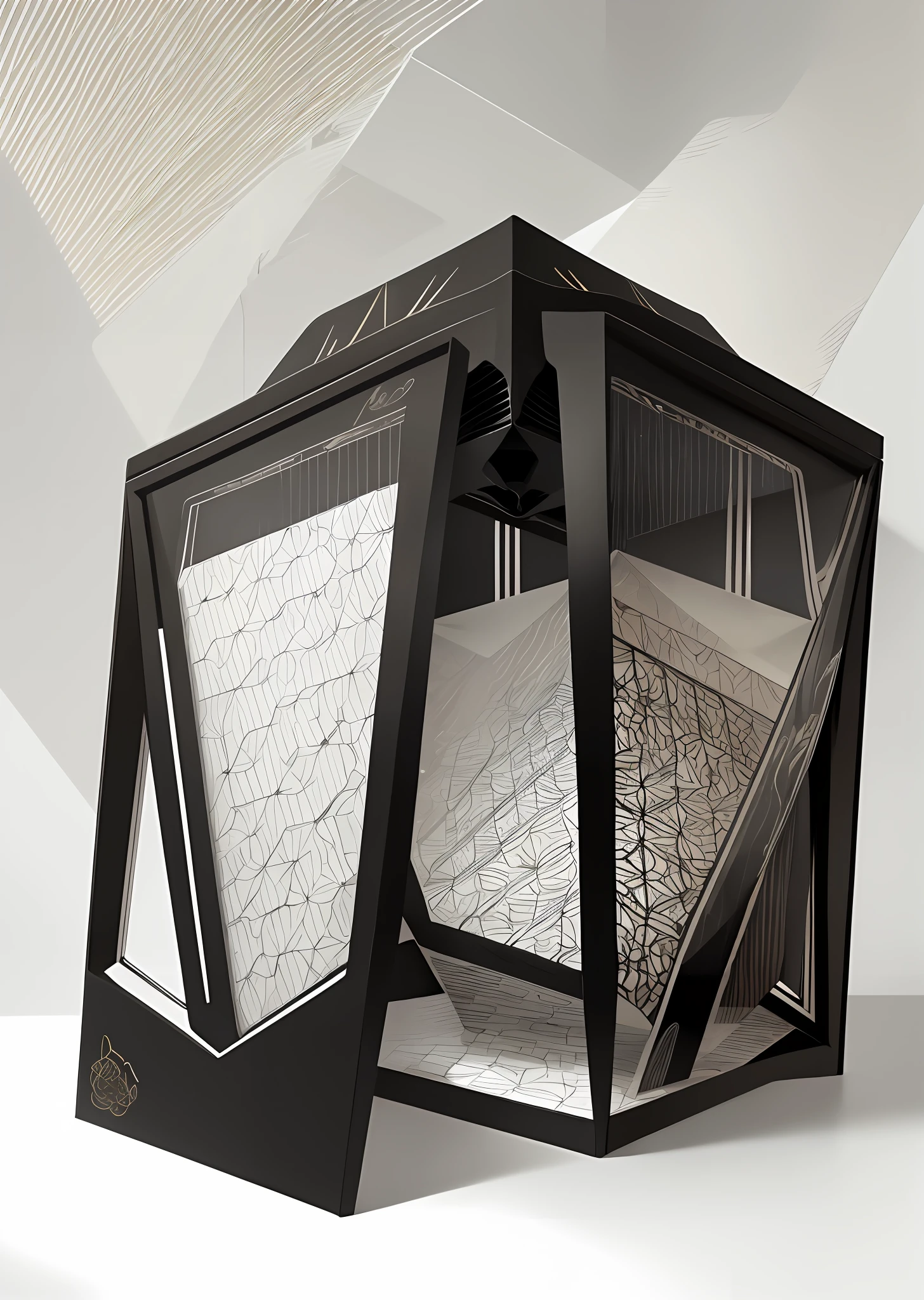 Irregular geometry with hexagonal prisms,Increase the sense of design of the package,High-end style。
The extraction structure is set internally,Taking tea is both beautiful and convenient。The surface design is dominated by natural leaf patterns,
The pattern has smooth lines,The color tone is mainly black and white plain,Simple and elegant。