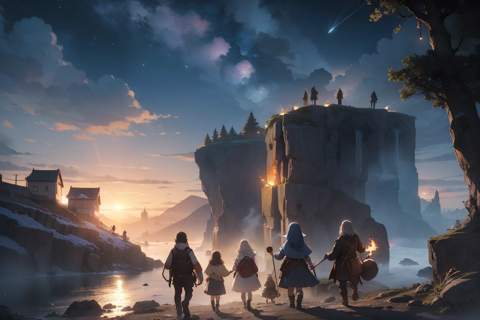 Beyond the foggy mountains, frias,
Adentrando cavernas, Studded dungeons,
Devemos partir antes de o sol surgir,
In search of the pale enchanted gold.
They operated dwarven charms of yore,
Ao somde martelo qual sino a soar
Na profundeza onde dorme a incerteza,
Emantros vazios sob penhascos do mar.
To the ancient king and his elf lord
They created treasures of named gran,
As Pedras Plasmaram, a luz captaram
Prendendo-a nas gemas do punho da espada.
Silver Emcolares they put together
Blossoming stars made crowns
Of dragon fire and on the same cord
They fused the light of the sun and the moon.
Beyond the cold misty mountains,
Entering caves, dungeons
LostWe must leave before the sun rises
Searching for long-forgotten treasures.
For your use bowls were carved
And golden harps. Where no one lives
JazeramPerdidas and their songs
By men and elves were not heard
BuzzingPines over the mountain,
Uivaramos ventos emnoites azuis.
O fogo vermelho queimava Parelho,
The tree-torches embarrassed with light.
Tocaramos sinos chovendo no vale,
Pale anxious faces rose.
Angry the fierce dragon had risen
Razing beautiful houses and towers
Under the moonlight piercedmountains
The dwarves heard the final march
They fled shelter finding the enemy
And under his feet death in the moonlight.
Beyond the cold misty mountains,
Entering caves, lost dungeons
We must leave before the sun rises,
Searching for long-forgotten treasures.