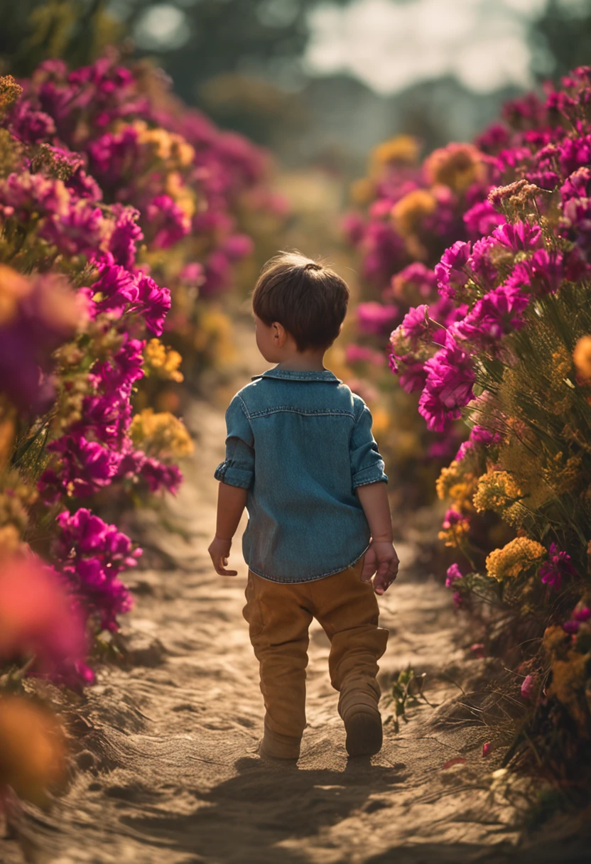 Boy holding flowers