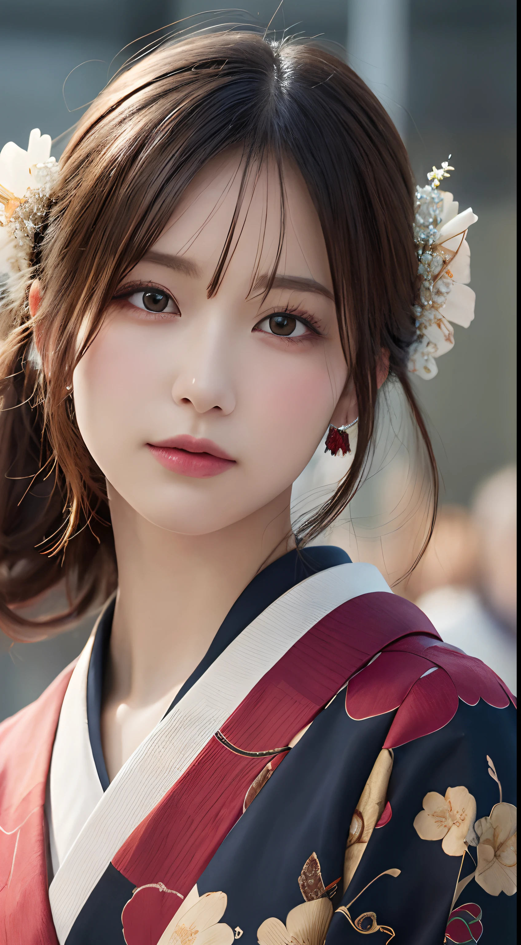 masutepiece, Best Quality, Illustration, Ultra-detailed, finely detail, hight resolution, 8K Wallpaper, Perfect dynamic composition, Beautiful detailed eyes, Kimono