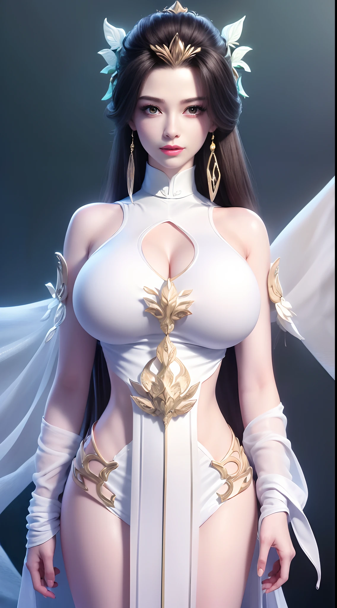 Solo, 1 Beautiful Female, Wuxia World, (1 Girl), (Full figure:1.2), (standing:1.1), (Xiuxian World), (big breasts, round breasts:1.4), (muscle abs), (big buttock:1.1), (shiny skin:1.1), Chinese Immortal Wuxia, (Purple Cross-collared Top, Ancient Long Skirt, Embroidered Cape, Streamer), Brunette Hair, Chinese Coiled Bun, Hairpin, Light Pink Lips, Calm, Intellectual, Delicate Face, Masterpiece, Best Quality, High Quality, High Definition, High Quality Texture, High Quality Shadows, High Detail, Cinematic Light, Side Lighting, Ray Tracing, Sharp Focus, Realistic, Edge Light, Two-tone Light, (Detailed Skin Details: 1.2), 8k uhd, SLR, (soft light, high quality, high resolution:1.7), (very detailed CG unity 8k wallpaper)