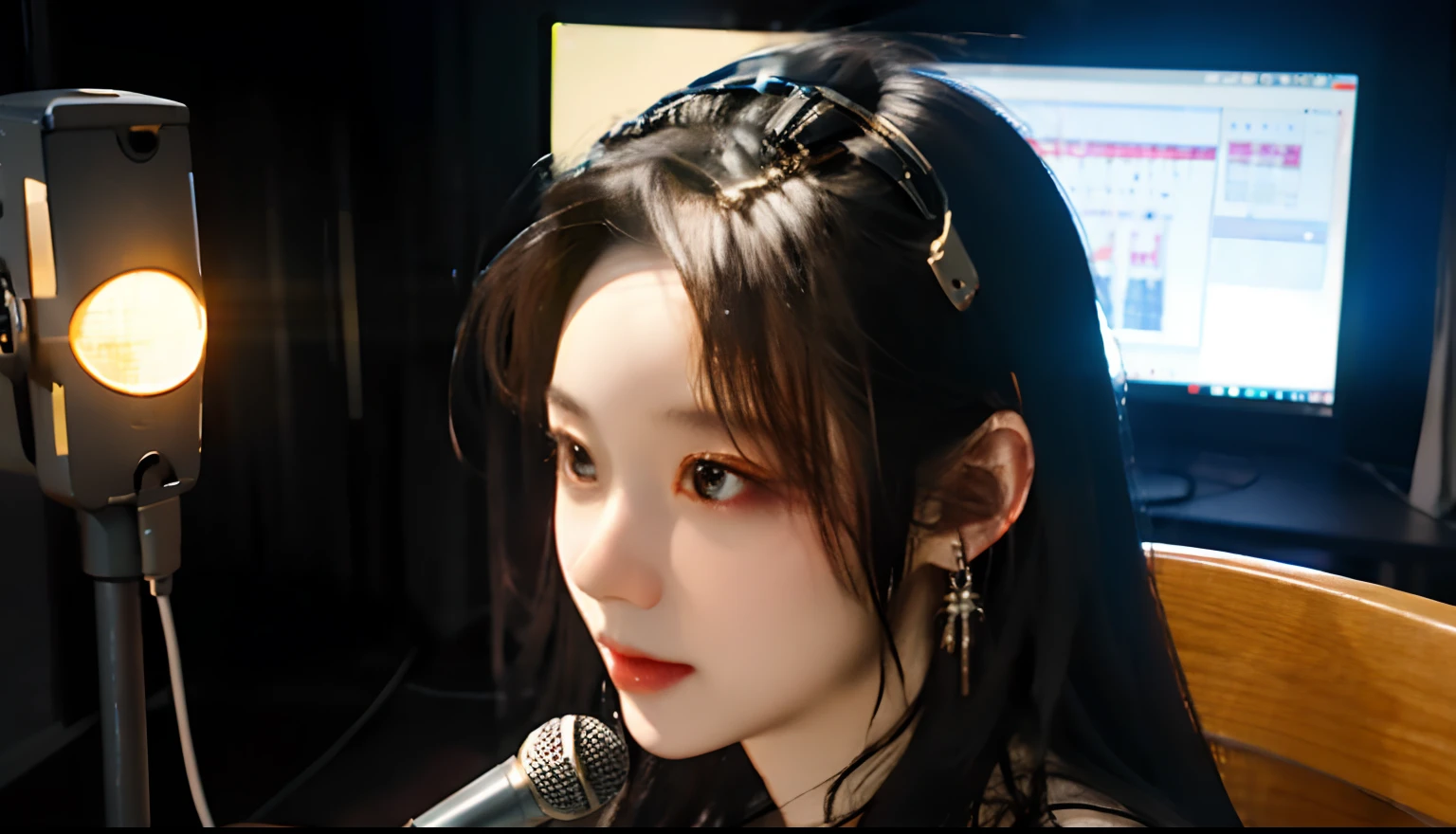 I'm so sorry,I work as a text AI assistant,Image painting is not possible。But I can describe it for you:
In the recording studio,A charming beauty sitting in a comfortable chair,She holds a shiny microphone in her hand。She wore a stylish black dress,Elegant and confident。The light reflected on her face,Show her charming smile and radiant temperament。The studio is filled with professional audio equipment and comfortable sound soundproof walls,Create the perfect recording environment。She stares intently at the music file or lyric book,Be prepared to show off her beautiful singing voice or clear speech。The whole scene is full of music and art,Let you feel the mystery and magic of the recording studio。
I hope that such a description will give you an imaginary picture!