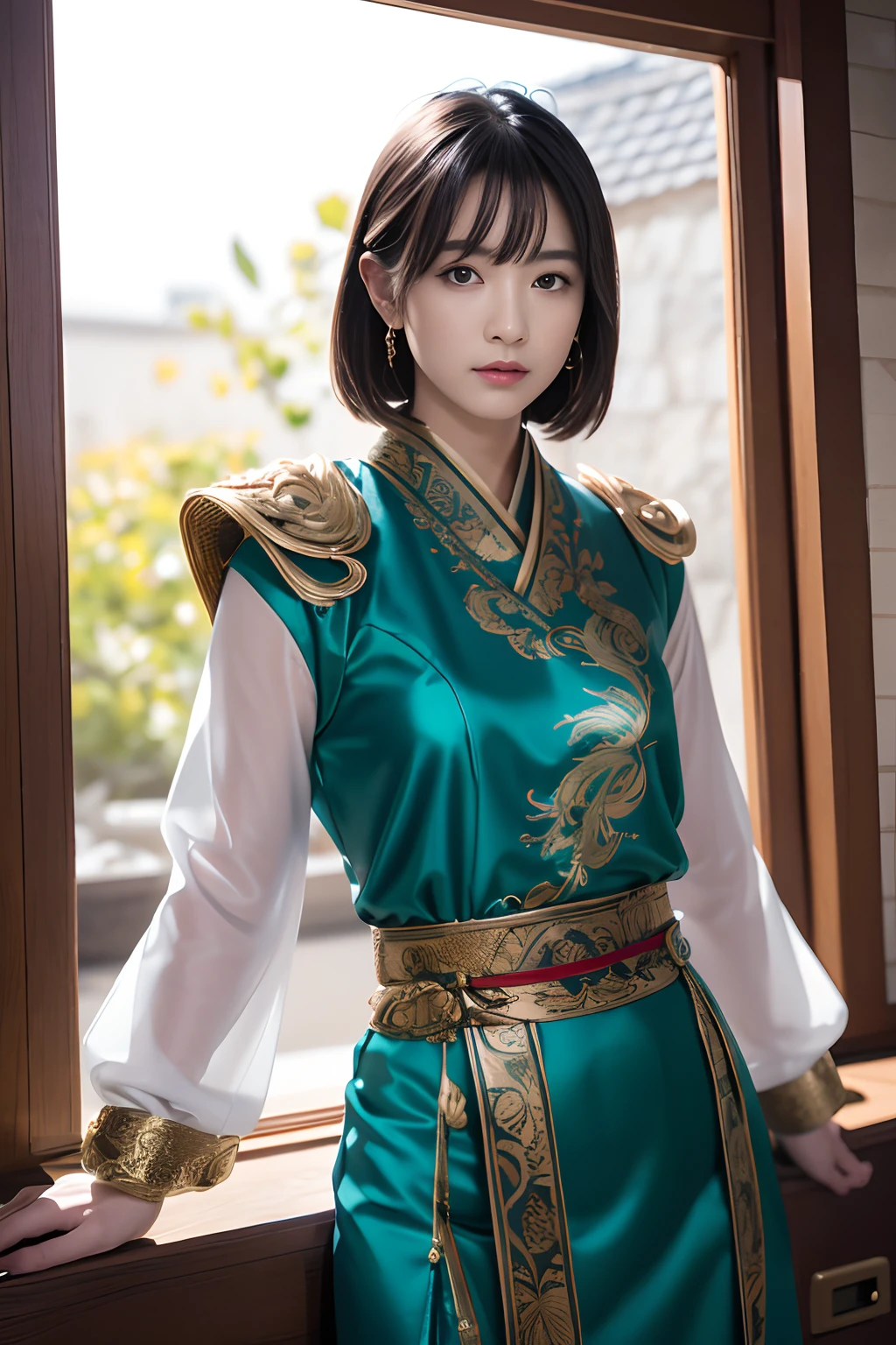 32K（tmasterpiece，k hd，hyper HD，16k）Flowing short hair，Backroom pond，zydink， a color，  Asian people （Female Student）， （Silk scarf）， Combat posture， looking at viewert， long whitr hair， Floating hair， Hanfu， Chinese clothes， longer sleeves， （abstract ink splash：1.2）， white backgrounid，Kirin Beast Protector （realisticlying：1.4），，Snowflakes fluttering，The background is pure， A high resolution， the detail， RAW photogr， Sharp Re， Nikon D850 Film Stock Photo by Jefferies Lee 4 Kodak Portra 400 Camera F1.6 shots, Rich colors, ultra-realistic vivid textures, Dramatic lighting, Unreal Engine Art Station Trend, cinestir 800，