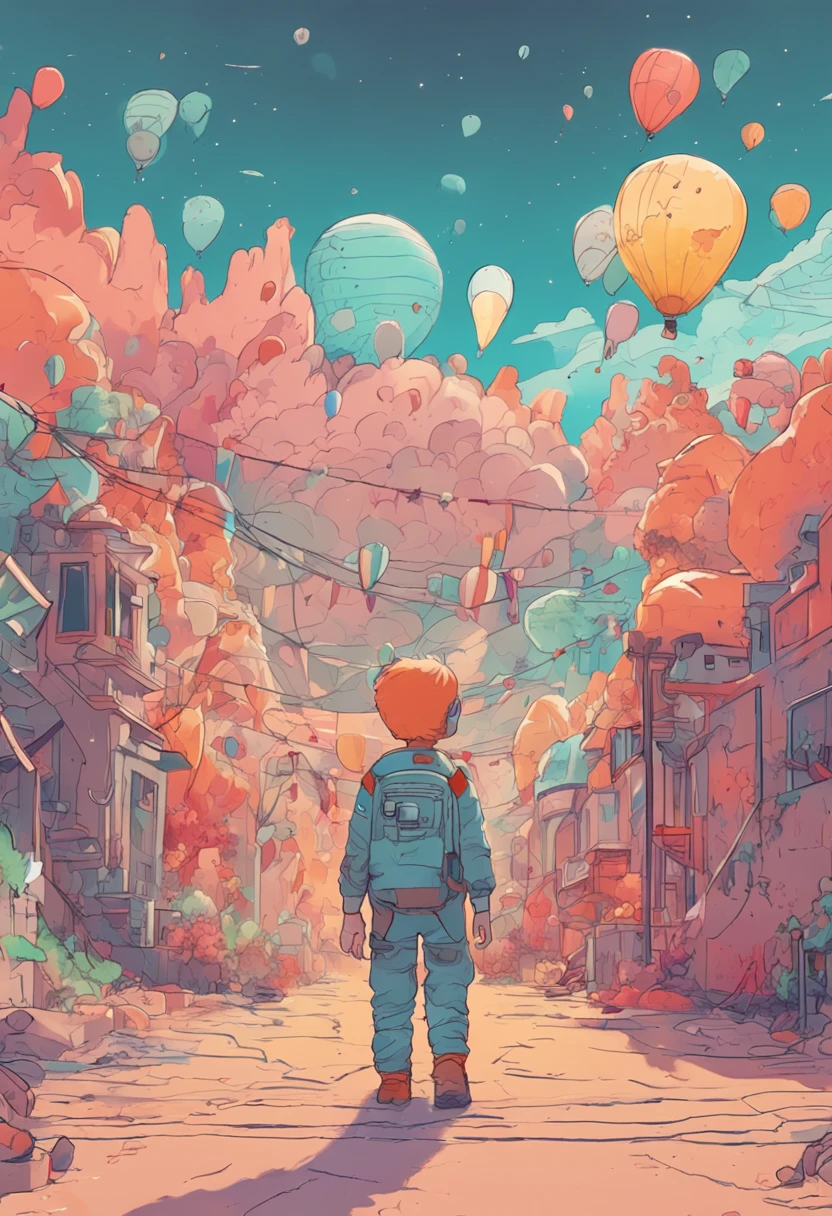 Once upon a time, in a small town, there lived a boy named Hai. Hai loves space and his dream is to become an astronaut., in the style of Studio Ghibli, pastel tetradic colors, white background, 2D art, cute and quirky, fantasy art, watercolor, hand-drawn, digital painting, low-poly, soft lighting, bird's-eye view, retro aesthetic, focused on the character, 4K resolution, photorealistic rendering, using Cinema 4D