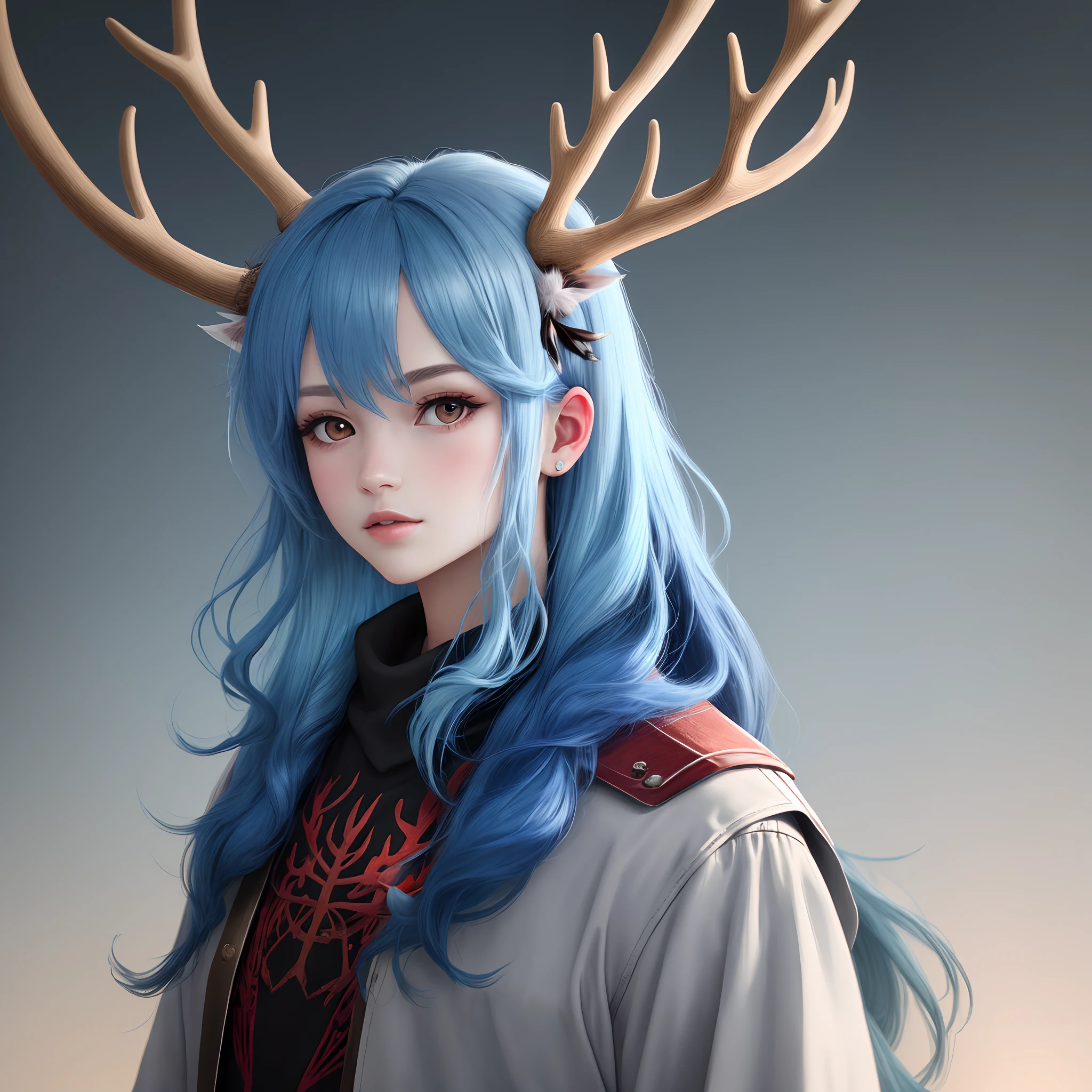 Antlers with blue hair