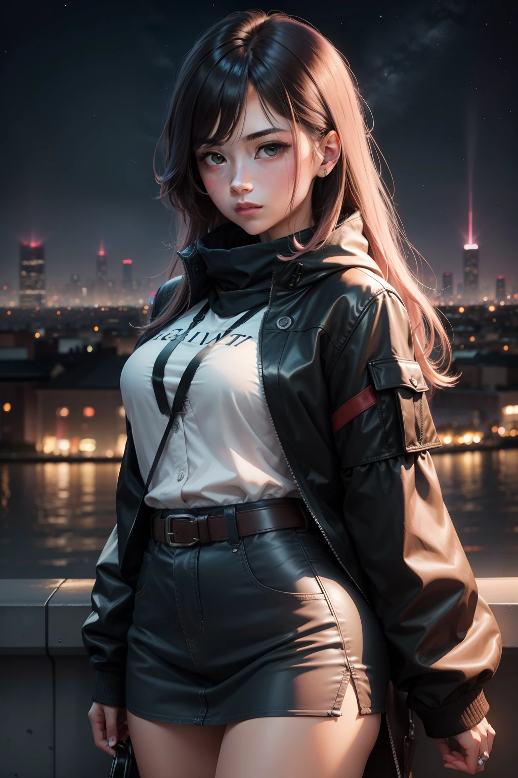 Portrait Female Sky Night City